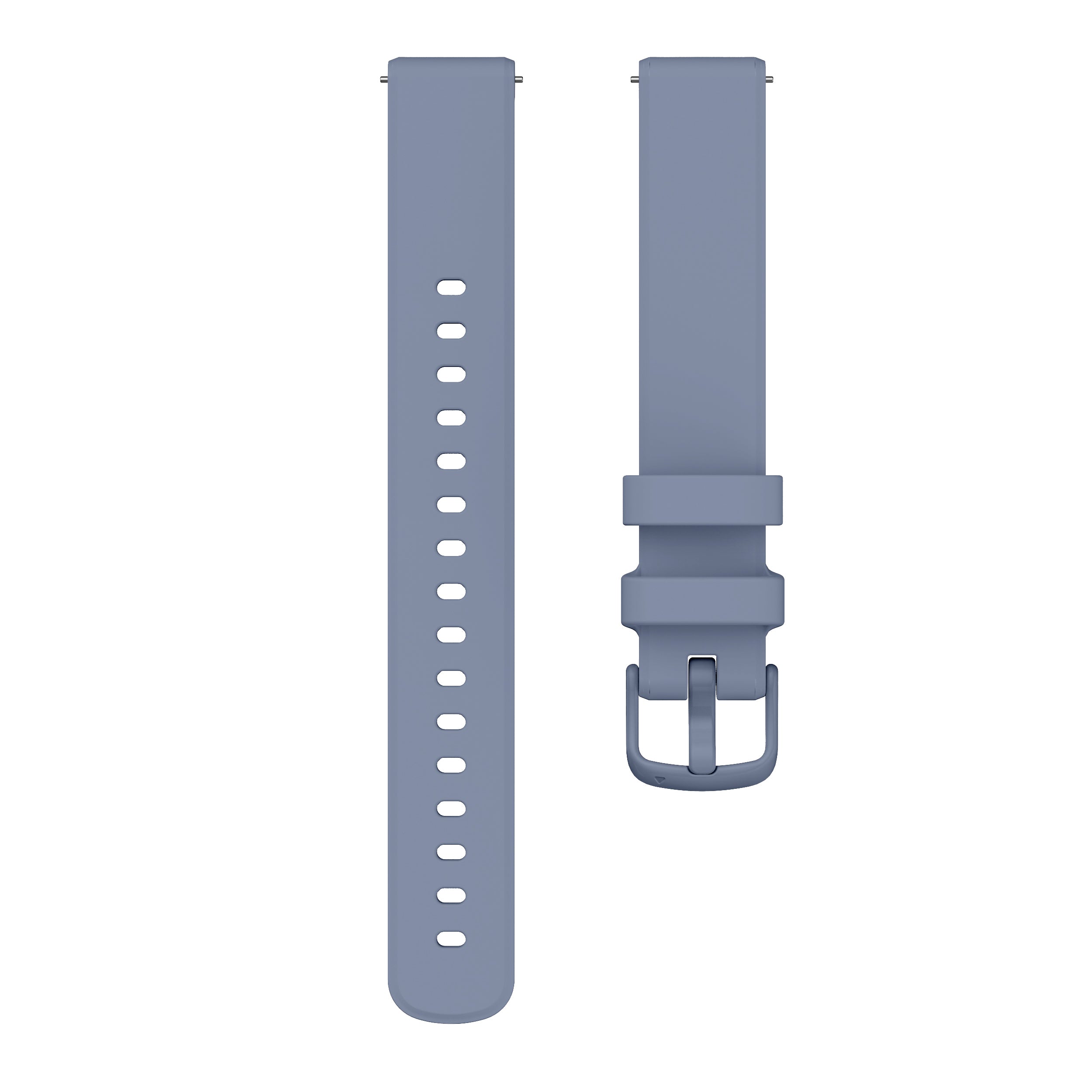 Slate blue silicone quick release watch band with 14mm connector and buckle closure