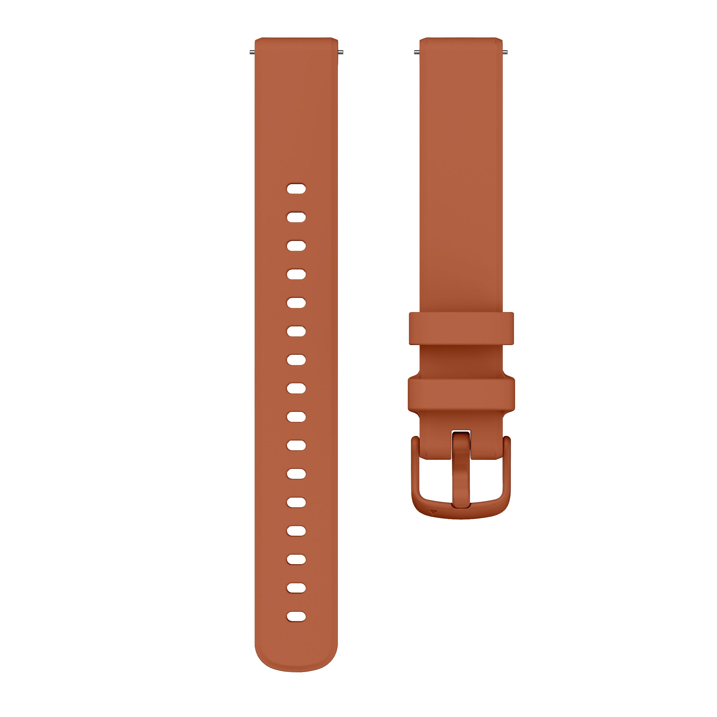 Terracotta silicone quick release watch band with 14mm connector and adjustable buckle closure