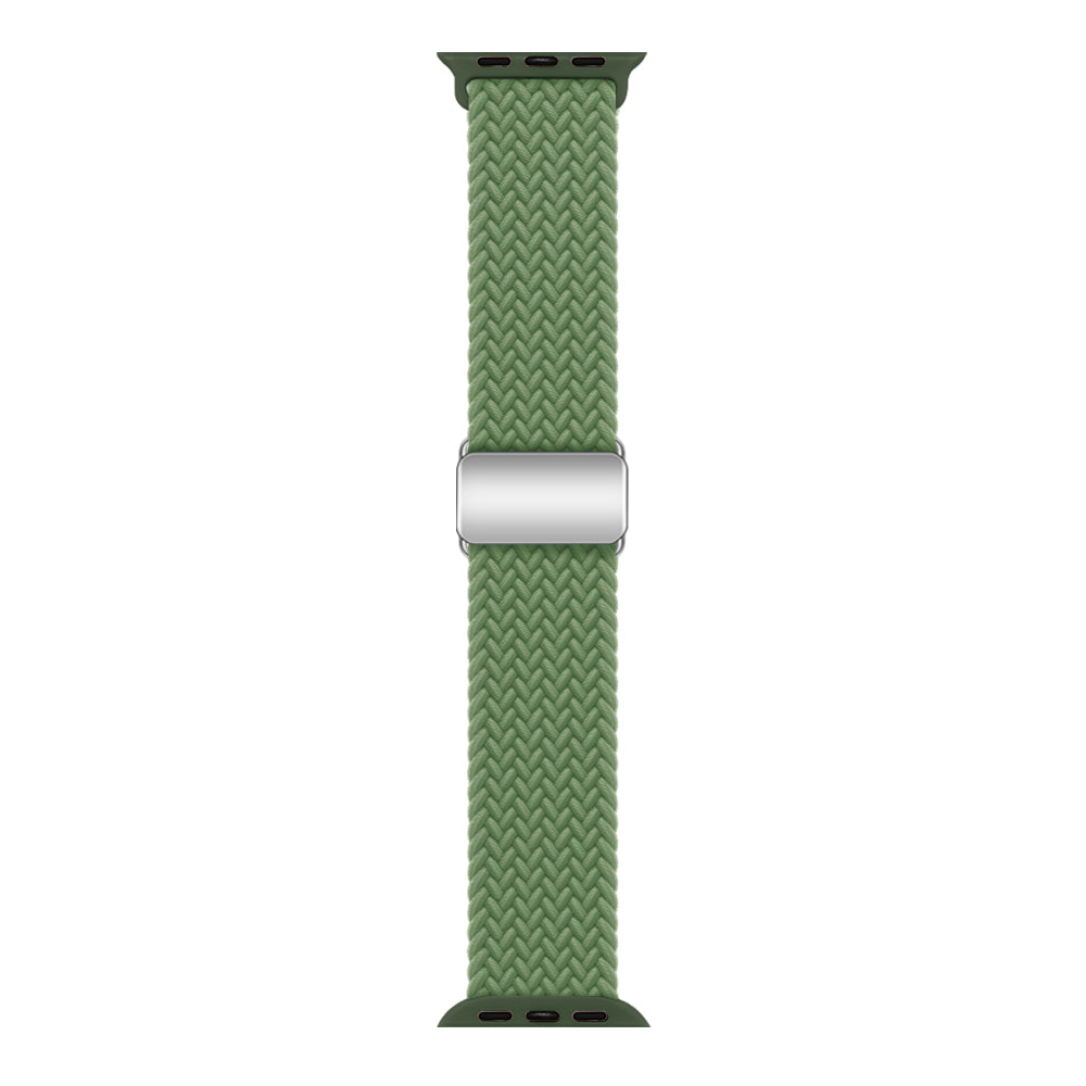 Green braided loop smartwatch band with magnetic stainless steel clasp for Apple Watch