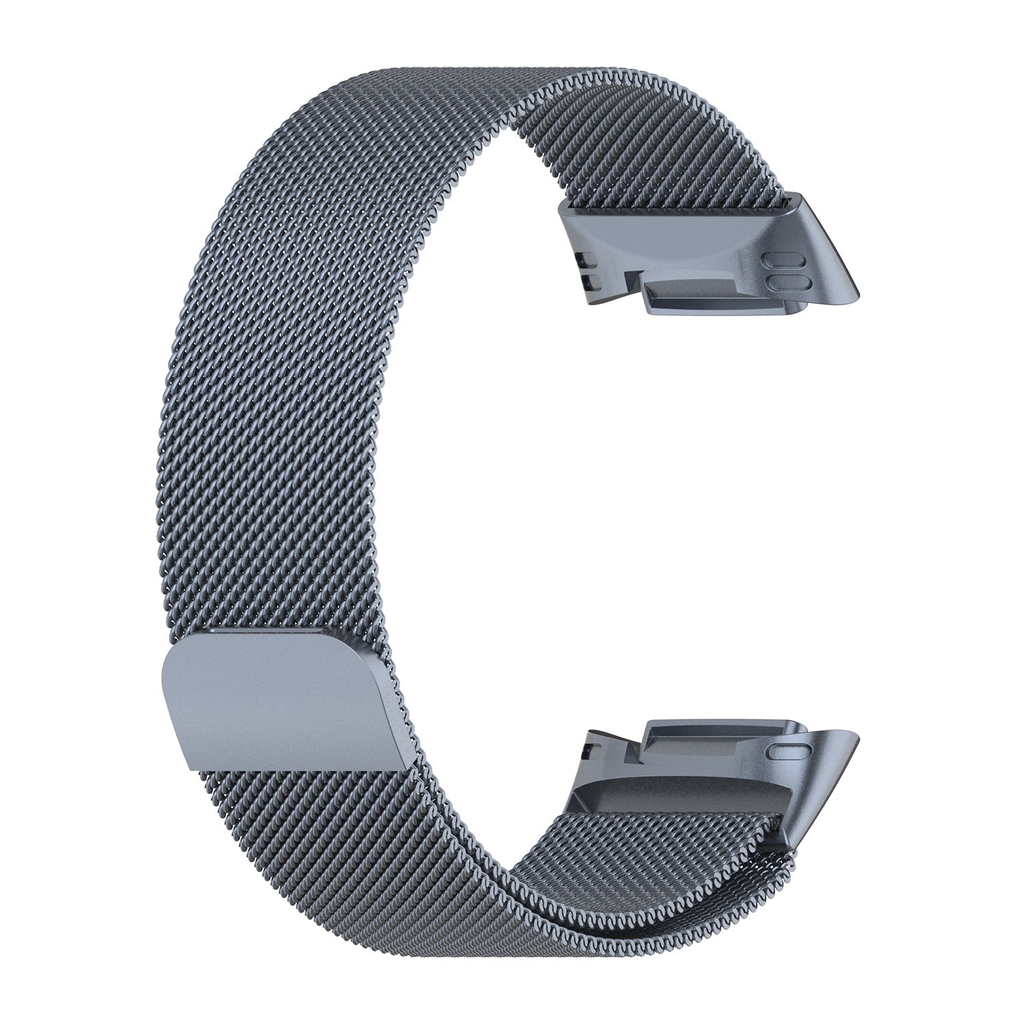 Grey milanese mesh watch band with magnetic closure for Fitbit Charge 5 and Charge 6