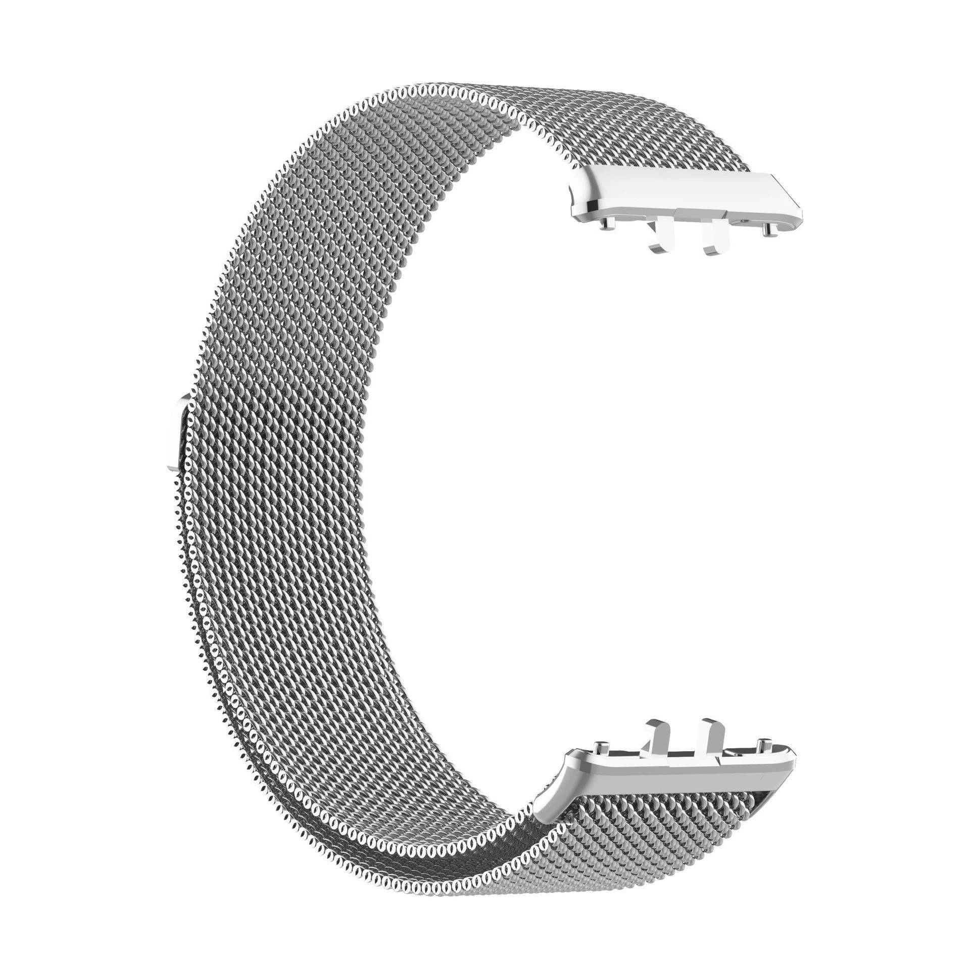 Silver stainless steel Milanese mesh watch band with magnetic closure for Galaxy Fit3