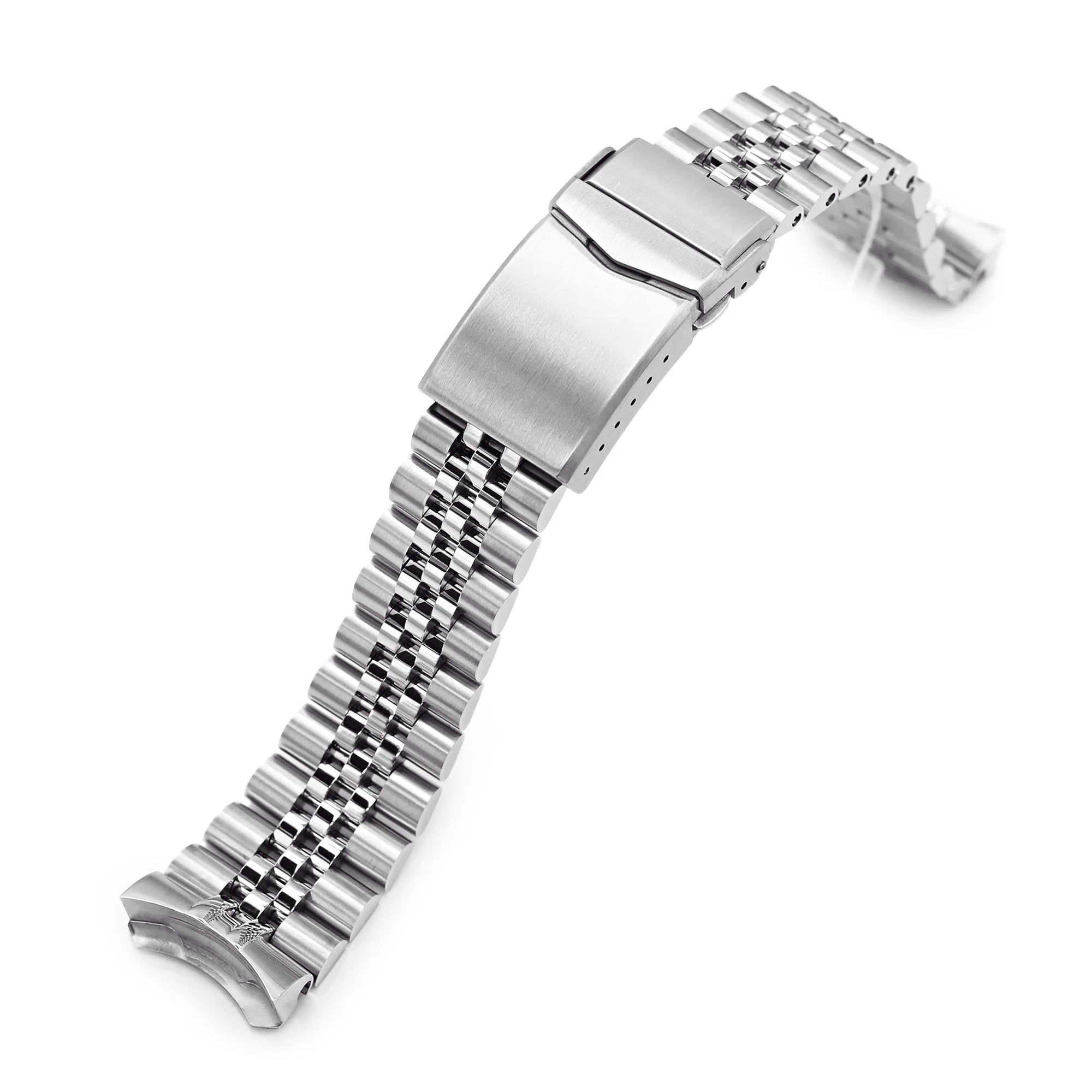 Strapcode Super-J Louis stainless steel watch bracelet for Seiko 5 GMT with solid links and deployant clasp