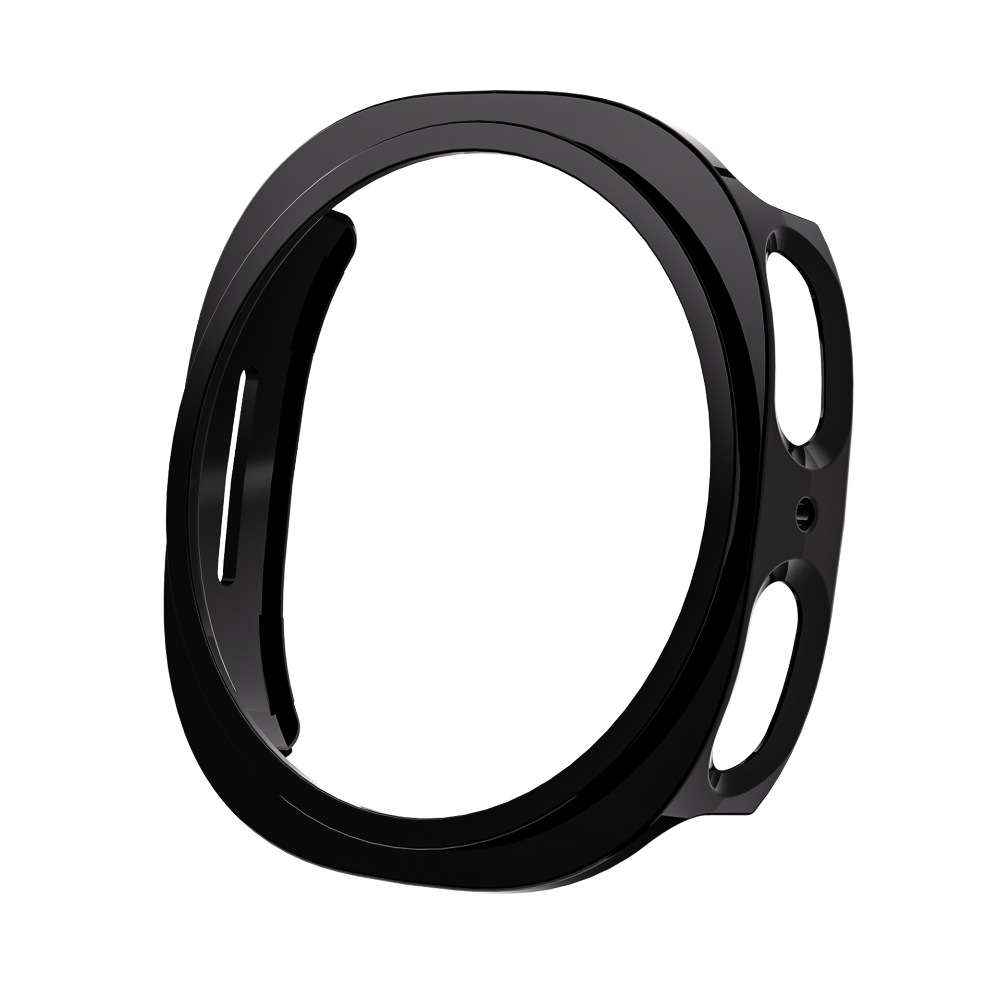Black protective case for Galaxy Watch 8 with ergonomic band straps and reinforced edges against white background