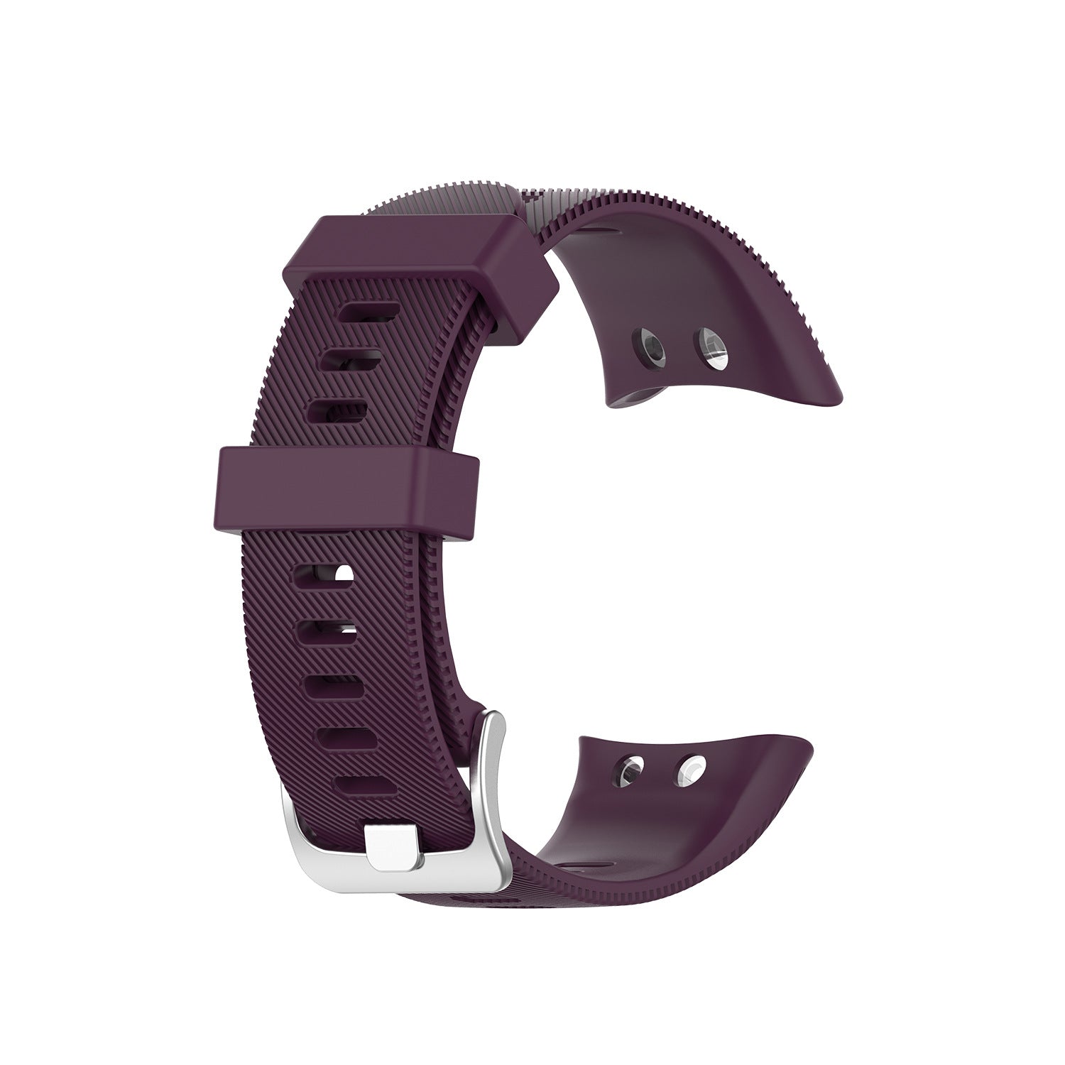 Purple silicone smartwatch band with textured grip and adjustable fit for Garmin Swim 2 and Forerunner watches