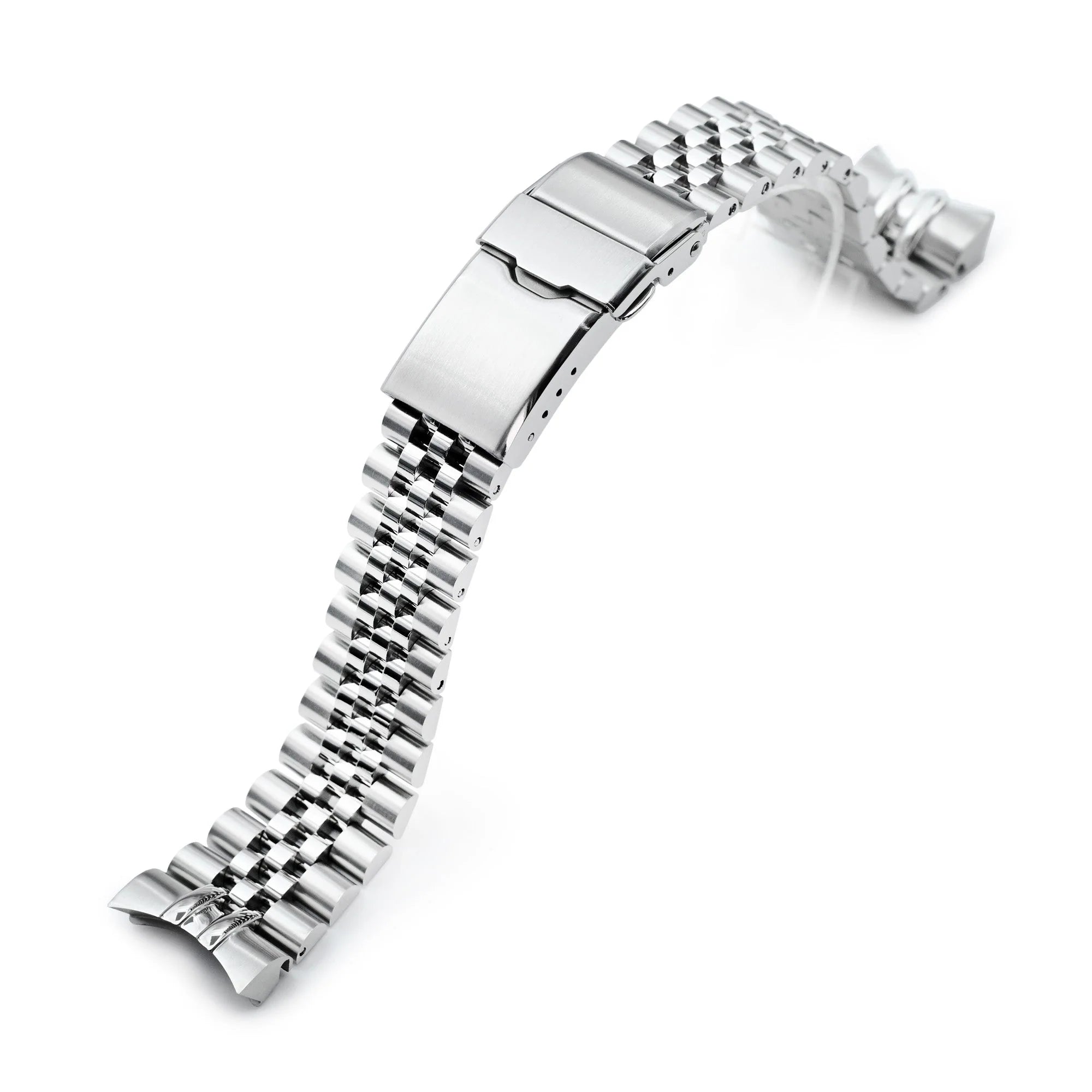 Stainless steel Super-JUB II watch band with fold-over clasp, designed for Orient Mako 40 with 20mm lug width