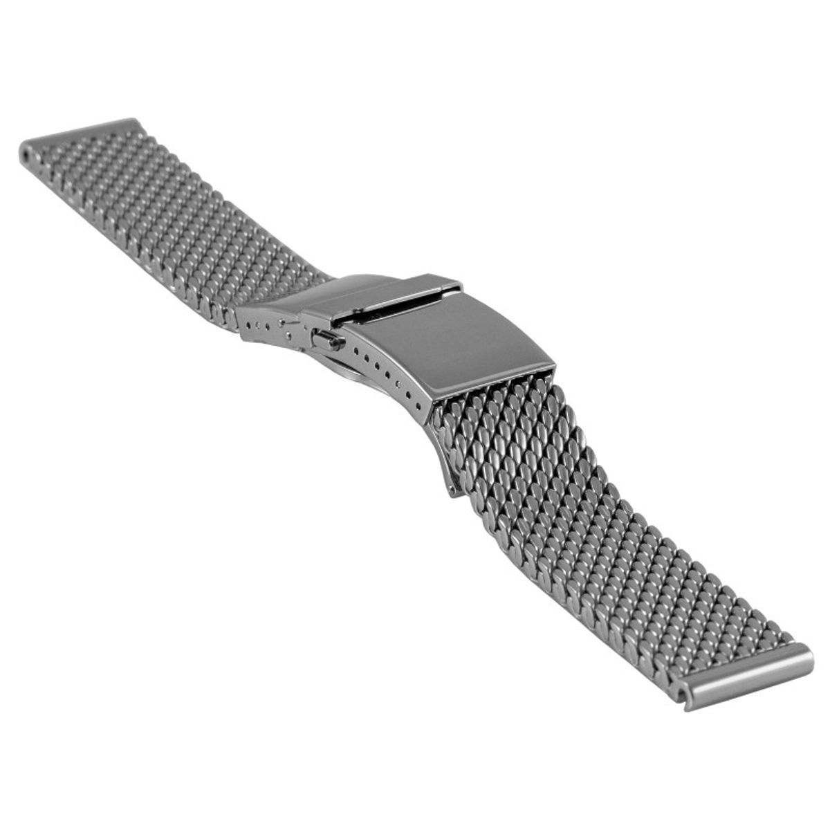 Staib 20mm Milanese mesh watch strap with polished steel buckle and adjustable links