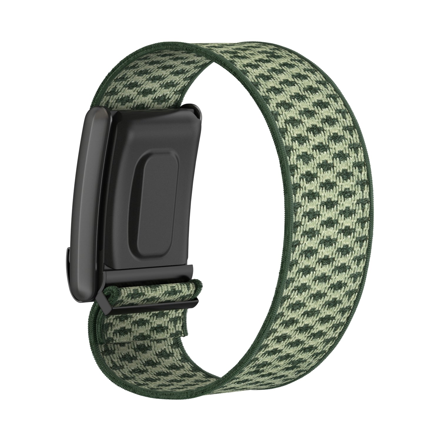 Green and cream knit fitness tracker strap with black buckle for Whoop 4 band