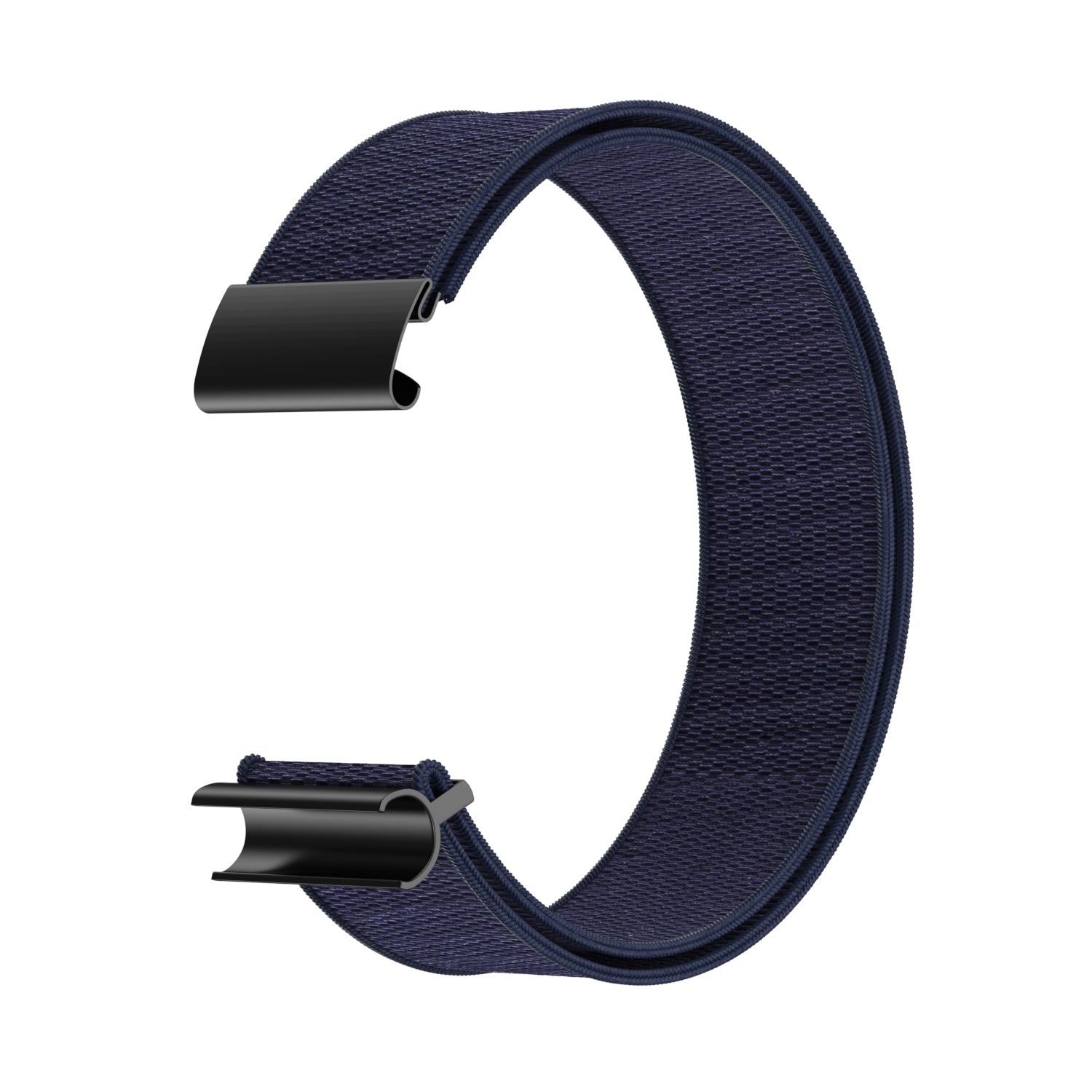 Navy weaved elastic loop band with black metal buckle clasp for fitness tracker