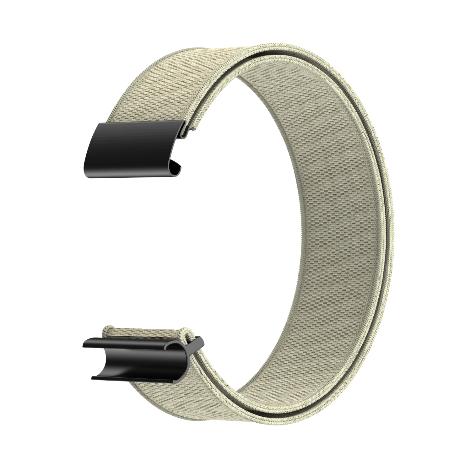 Beige woven fabric loop band with black plastic connector for Whoop 4 fitness tracker