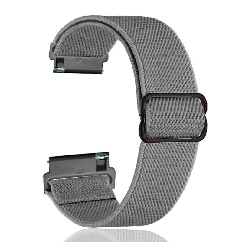 Gray weaved elastic loop watch band with adjustable metal buckle closure for Galaxy Watch 8 and Ultra models