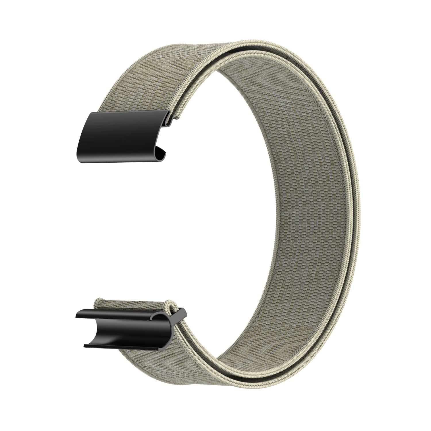 Sage green woven loop band with black buckle closure for fitness tracker