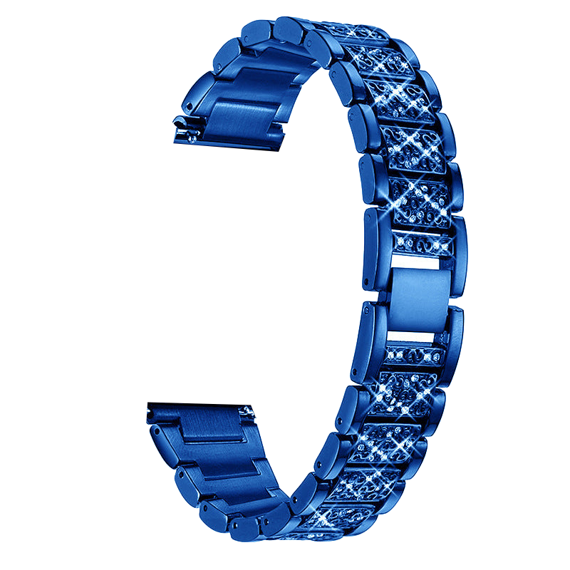 Blue zirconia shimmer metal bracelet band for Fitbit Versa and Sense smartwatches with crystal accents
