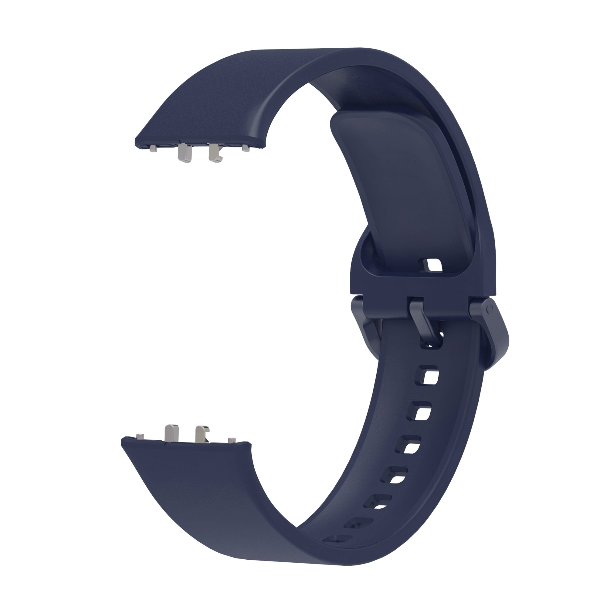 Navy blue silicone watch band with adjustable strap and connector clasp for Galaxy Fit3 smartwatch
