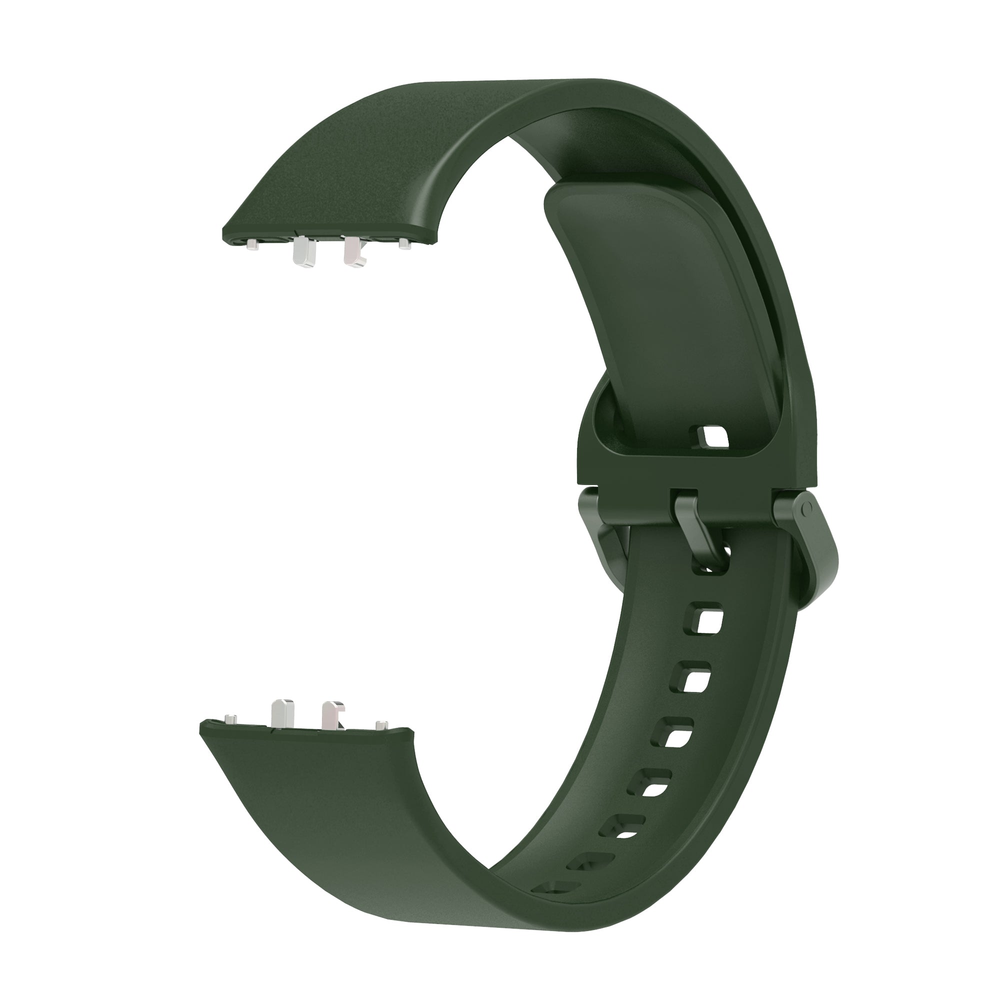 Dark green silicone watch band with flexible strap and adjustable buckle closure for Galaxy Fit3 smartwatch