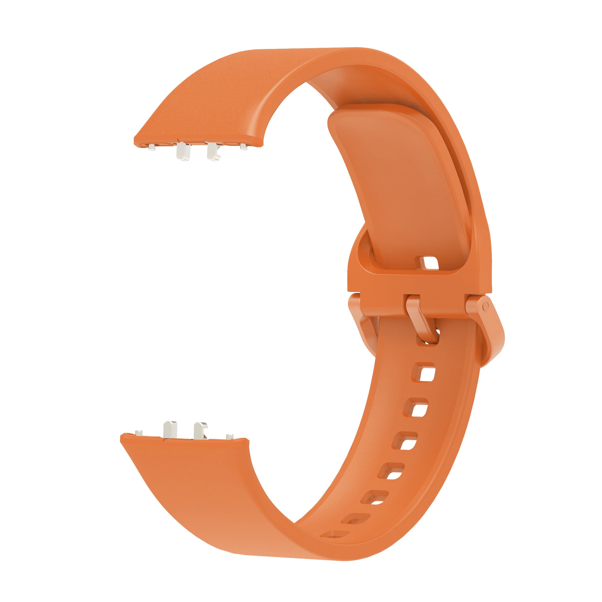 Orange silicone watch band with curved case protector and adjustable strap holes for Samsung Galaxy Fit3