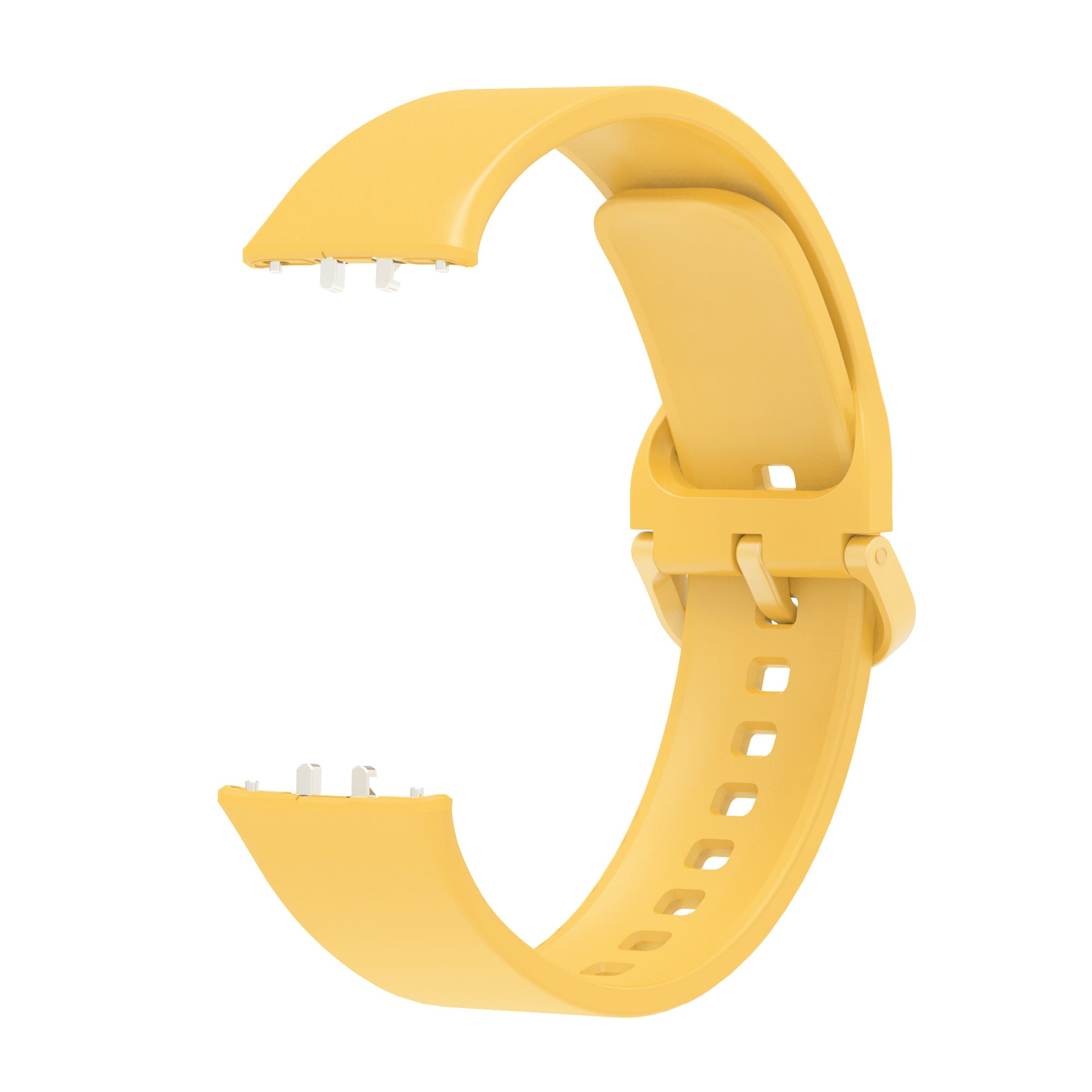 Yellow silicone watch band with adjustable strap and quick-release pins for Galaxy Fit3 smartwatch