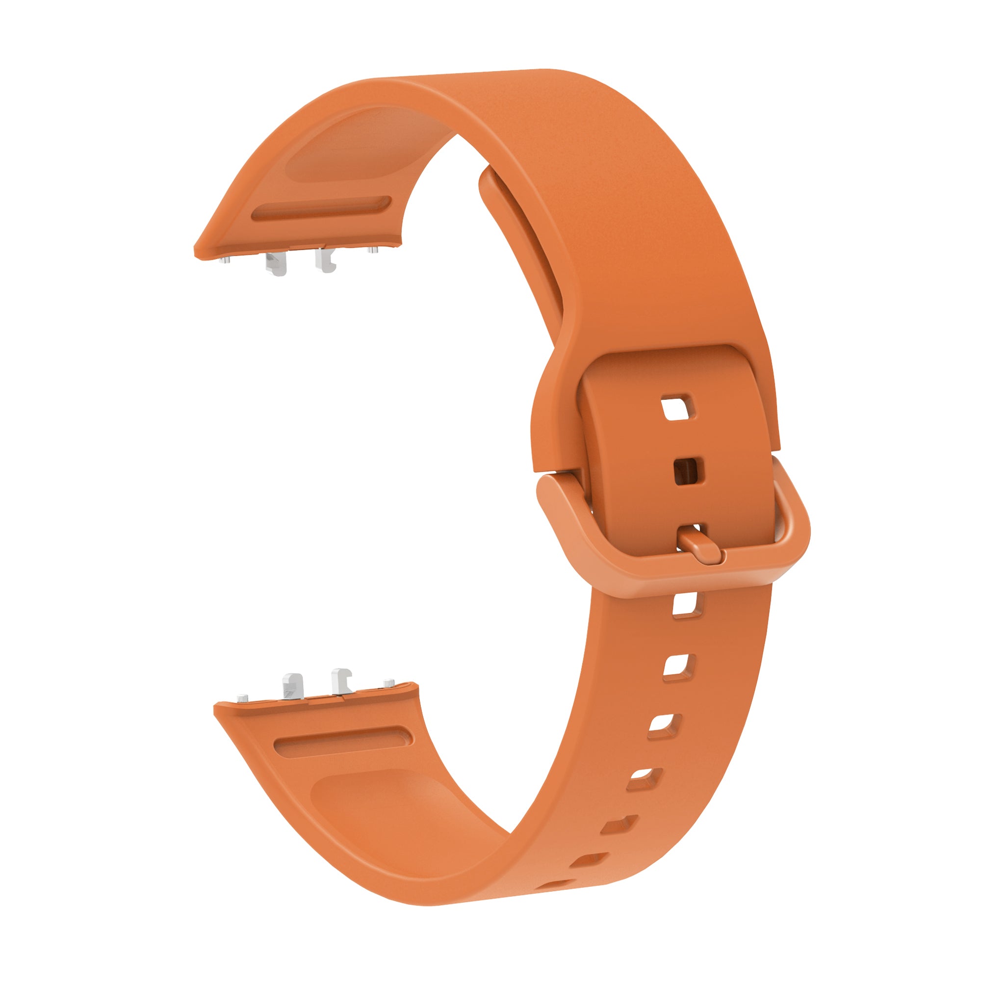 Orange silicone watch band with adjustable buckle closure and perforated strap design for Galaxy Fit3