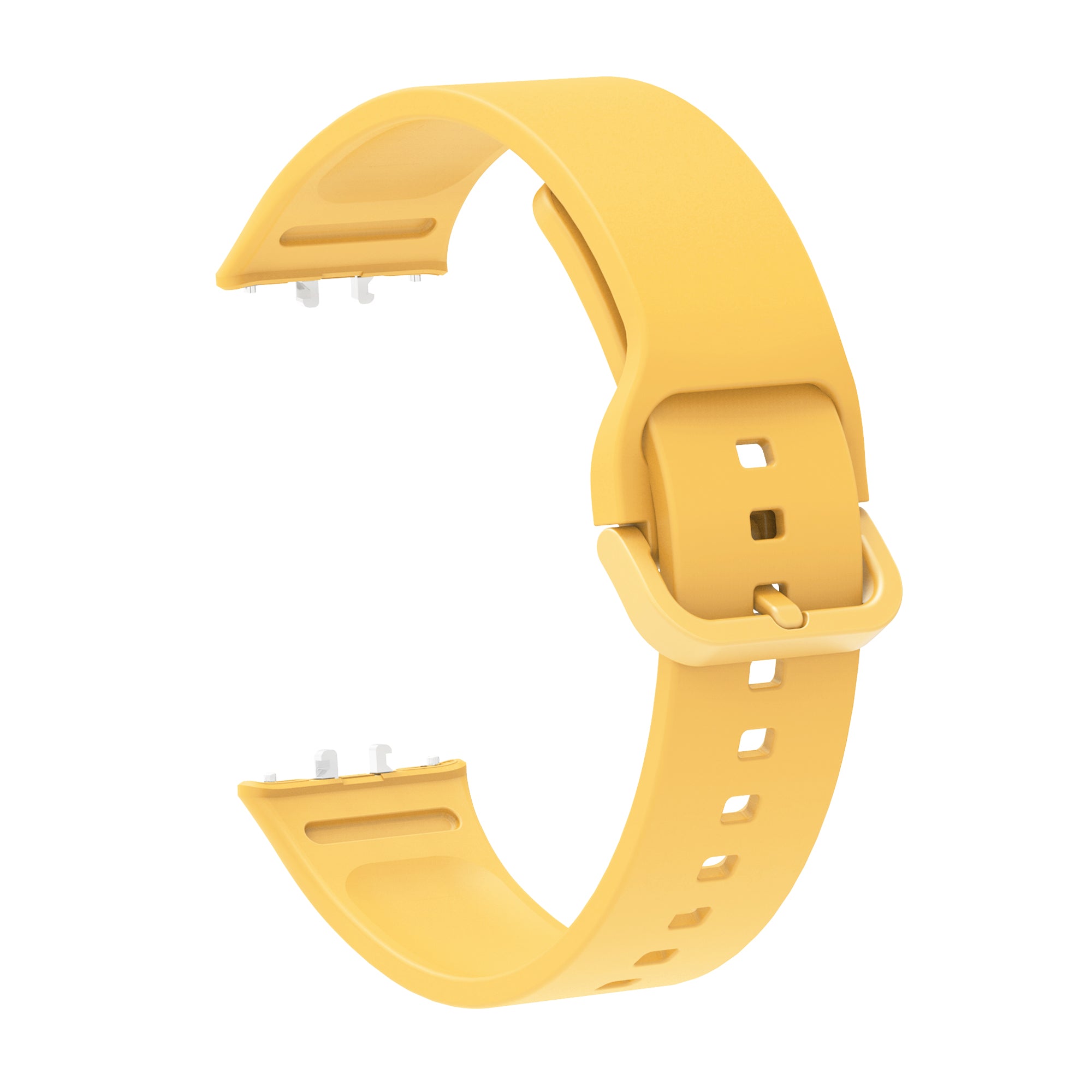 Yellow silicone watch band with adjustable buckle and ventilation holes for Galaxy Fit3 smartwatch