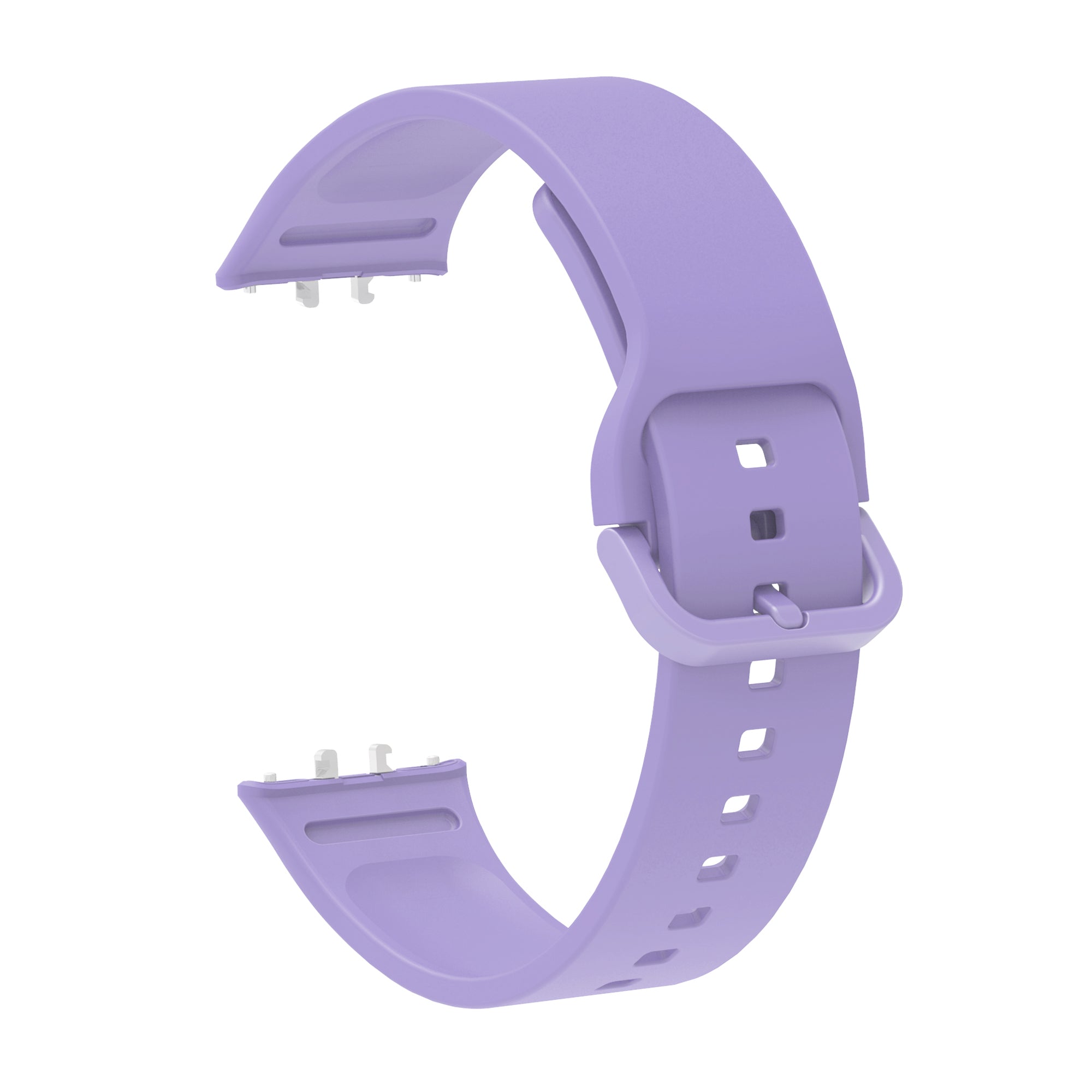 Purple silicone watch band with adjustable buckle closure and ventilation holes