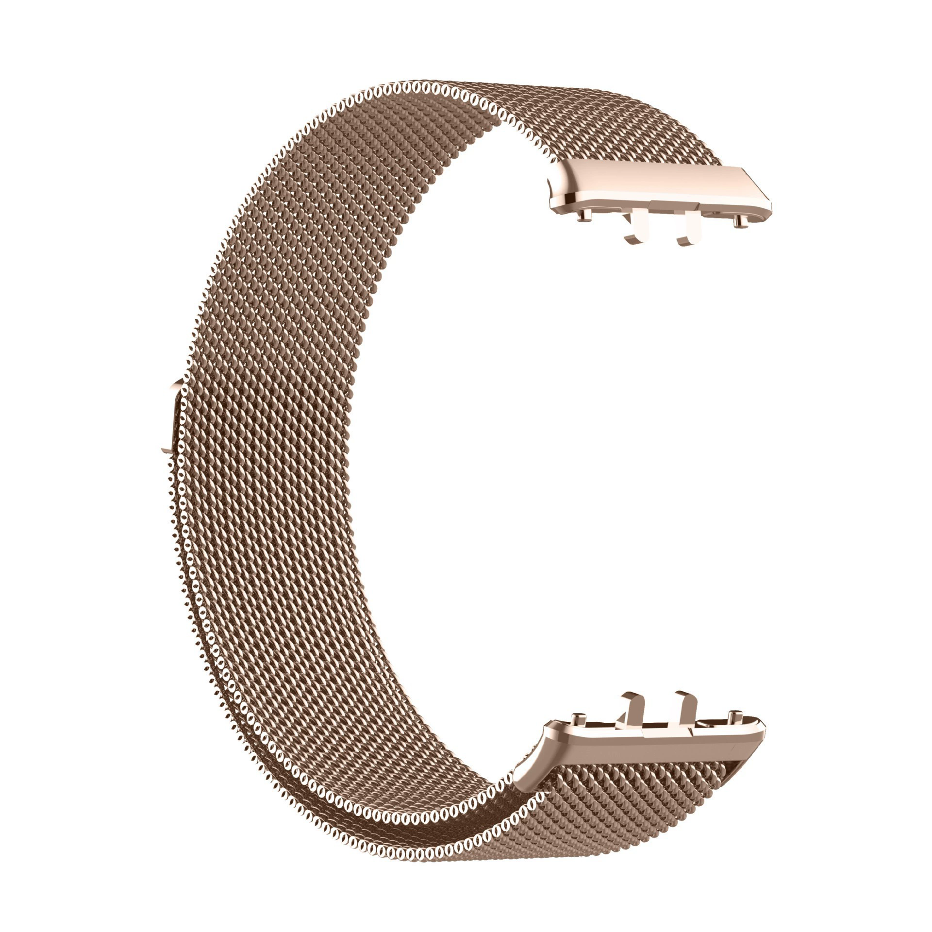 Rose gold Milanese mesh watch band with magnetic closure and quick-release connector for Galaxy Fit3