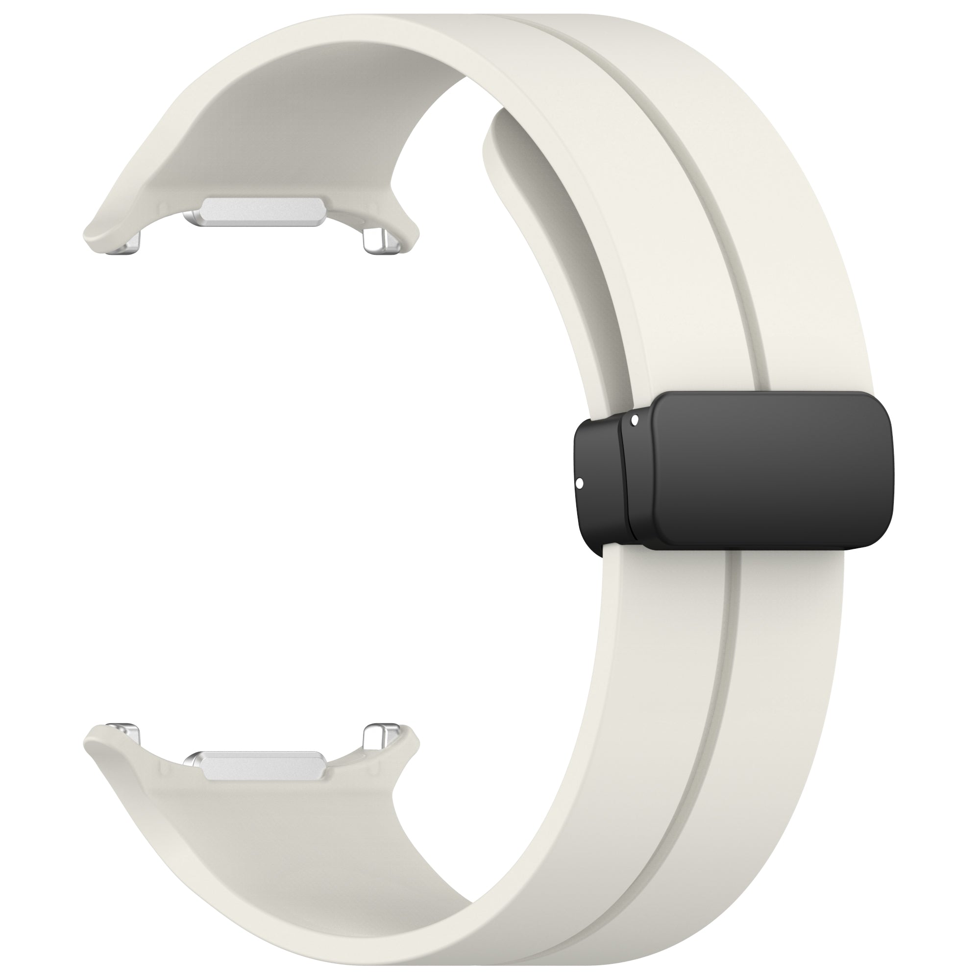 Cream silicone watch band with black magnetic deployant clasp for Galaxy Watch Ultra smartwatch