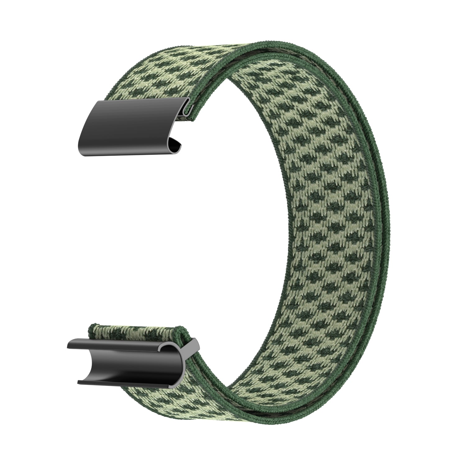Green and cream knit strap for Whoop 4 fitness tracker with black buckle closure