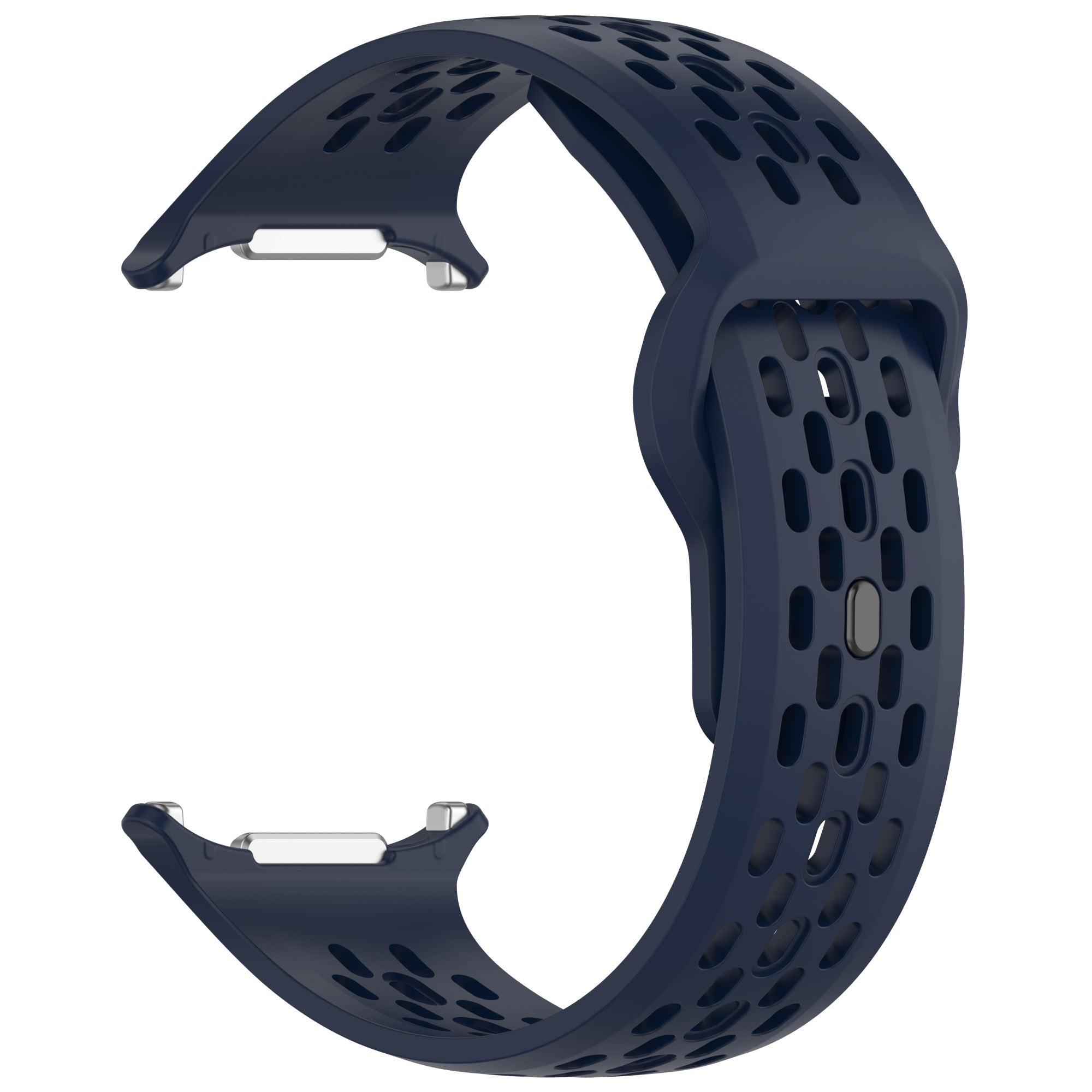 Navy blue perforated silicone sport band for Galaxy Watch Ultra with curved connectors