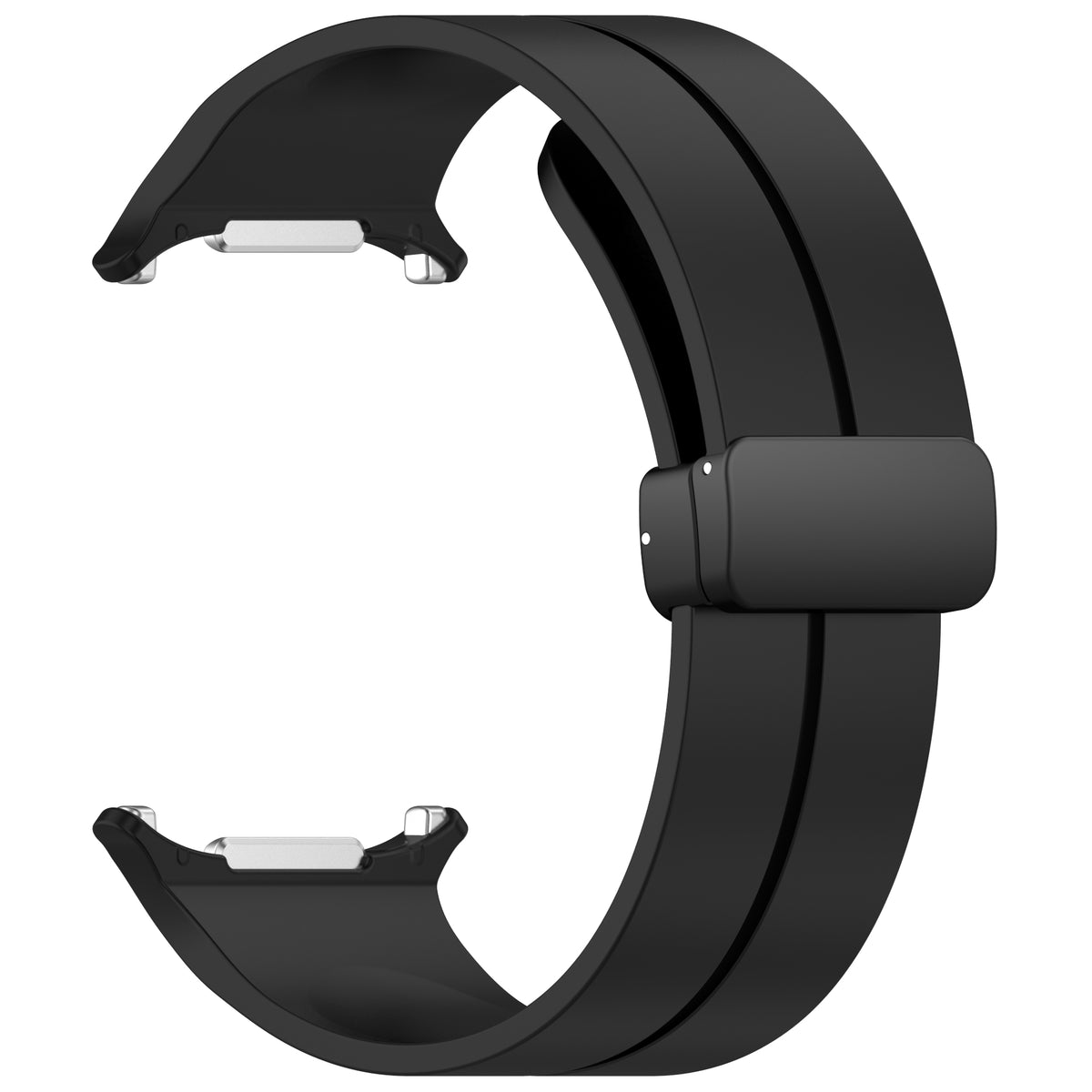 Black magnetic silicone watch band with deployant clasp for Galaxy Watch Ultra
