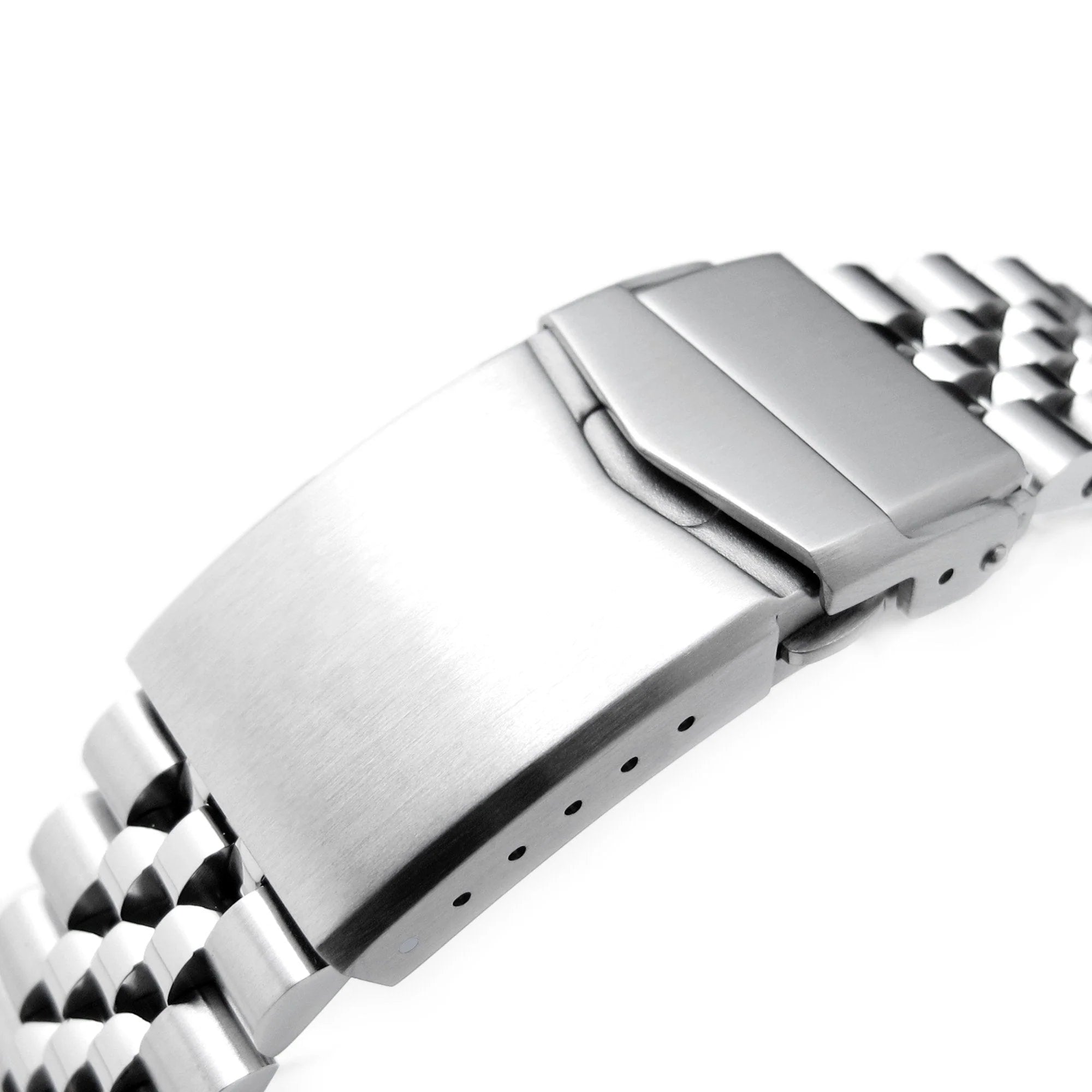 Stainless steel Super-J Louis bracelet for Seiko 5 GMT SSK001 watch with solid end links and secure clasp