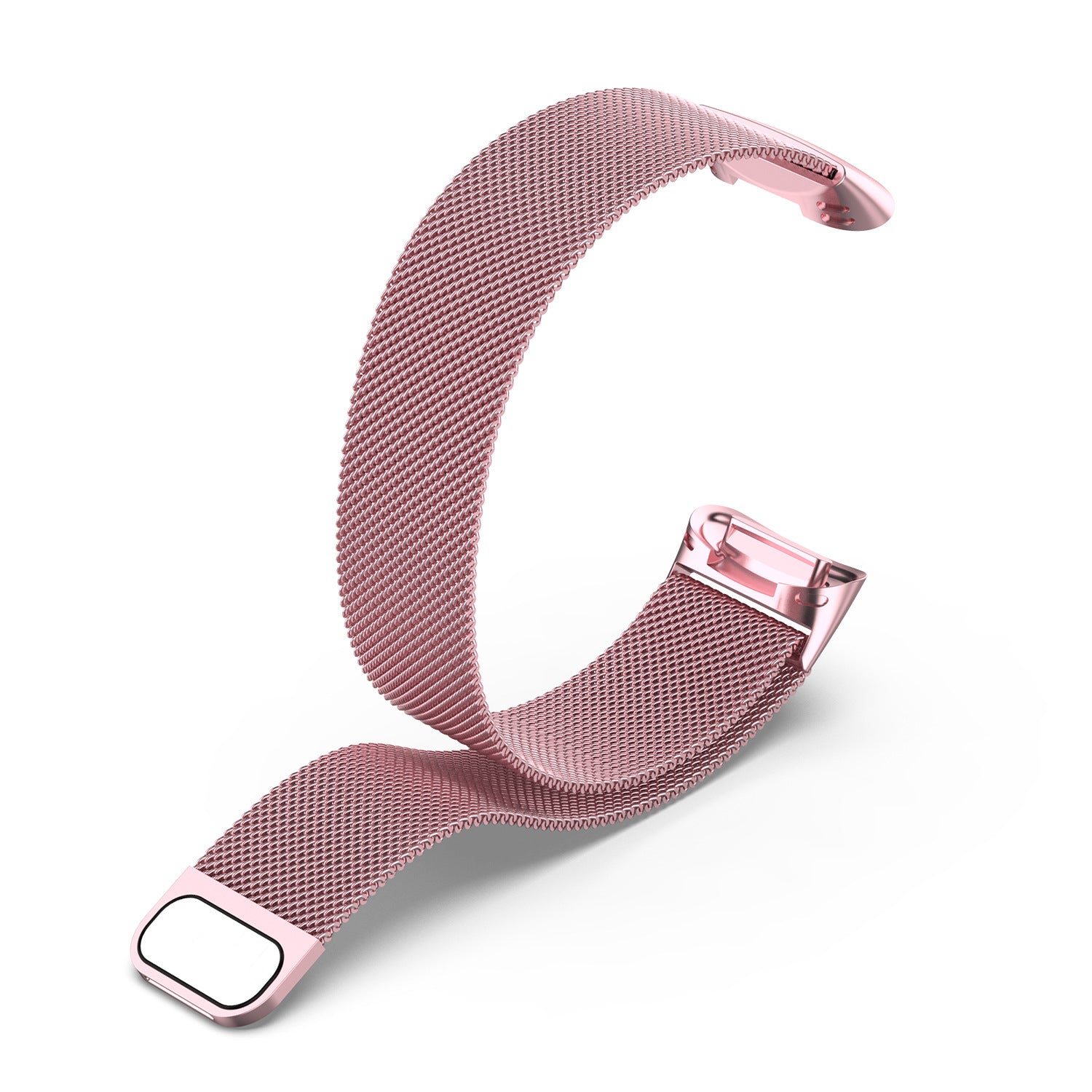 Rose pink milanese mesh band for Fitbit Charge 5 and Charge 6 with magnetic clasp closure