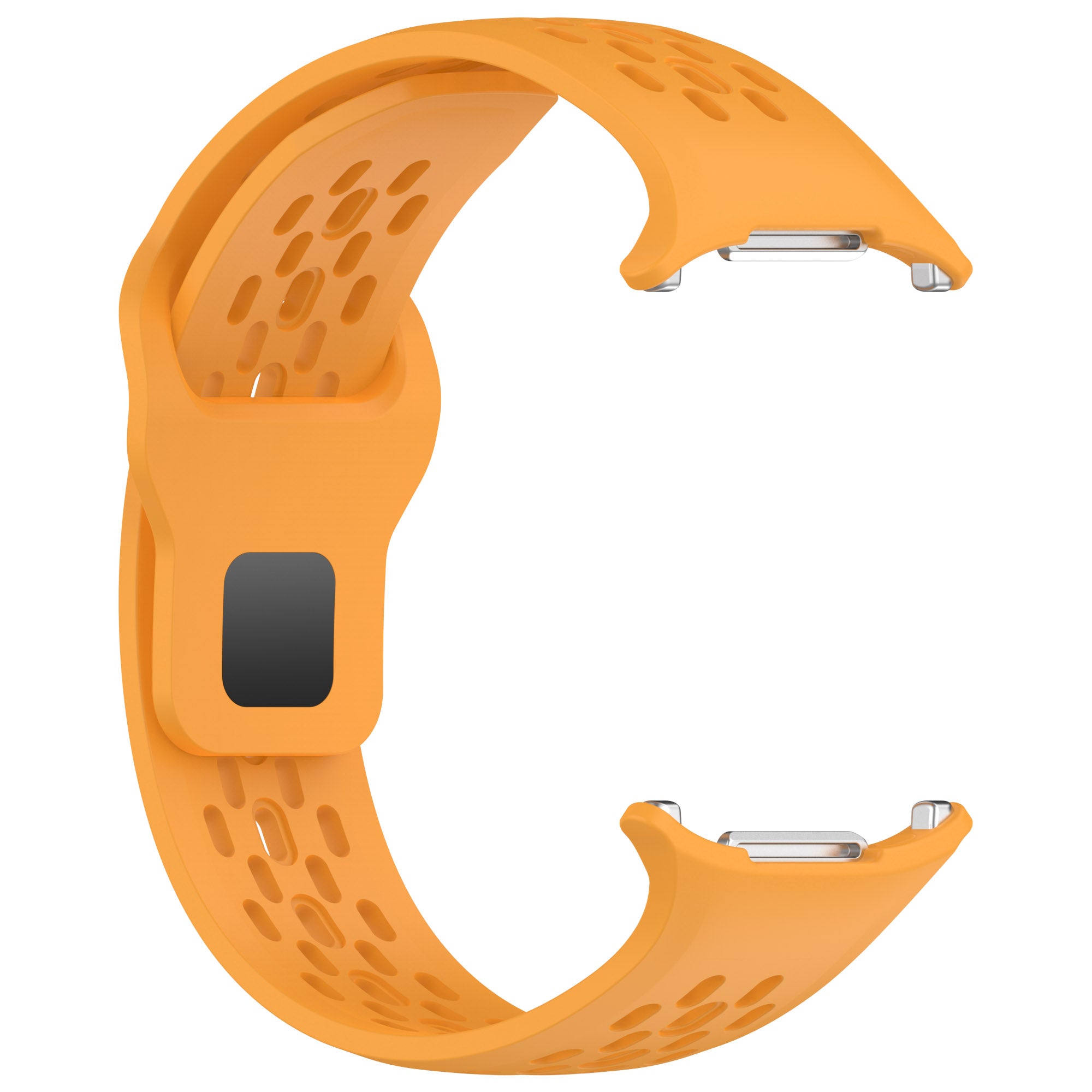 Orange silicone sports watch band with ventilation holes and stainless steel connectors for Galaxy Watch Ultra