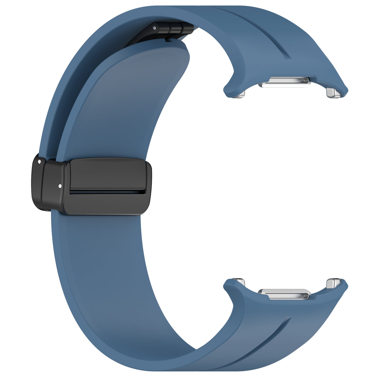 Blue silicone watch band with black magnetic deployant clasp for Galaxy Watch Ultra