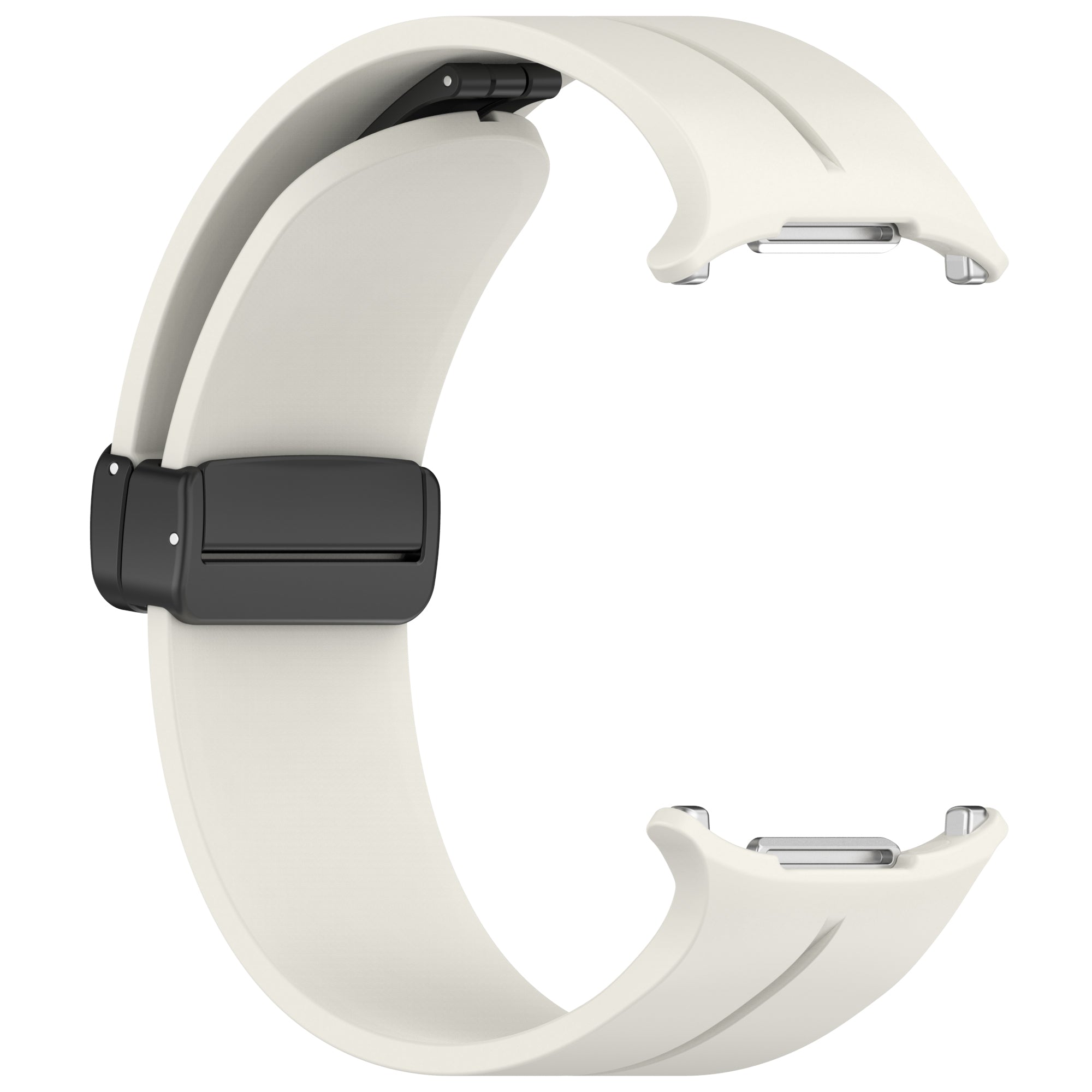 White silicone watch band with black magnetic deployant clasp for Galaxy Watch Ultra smartwatch