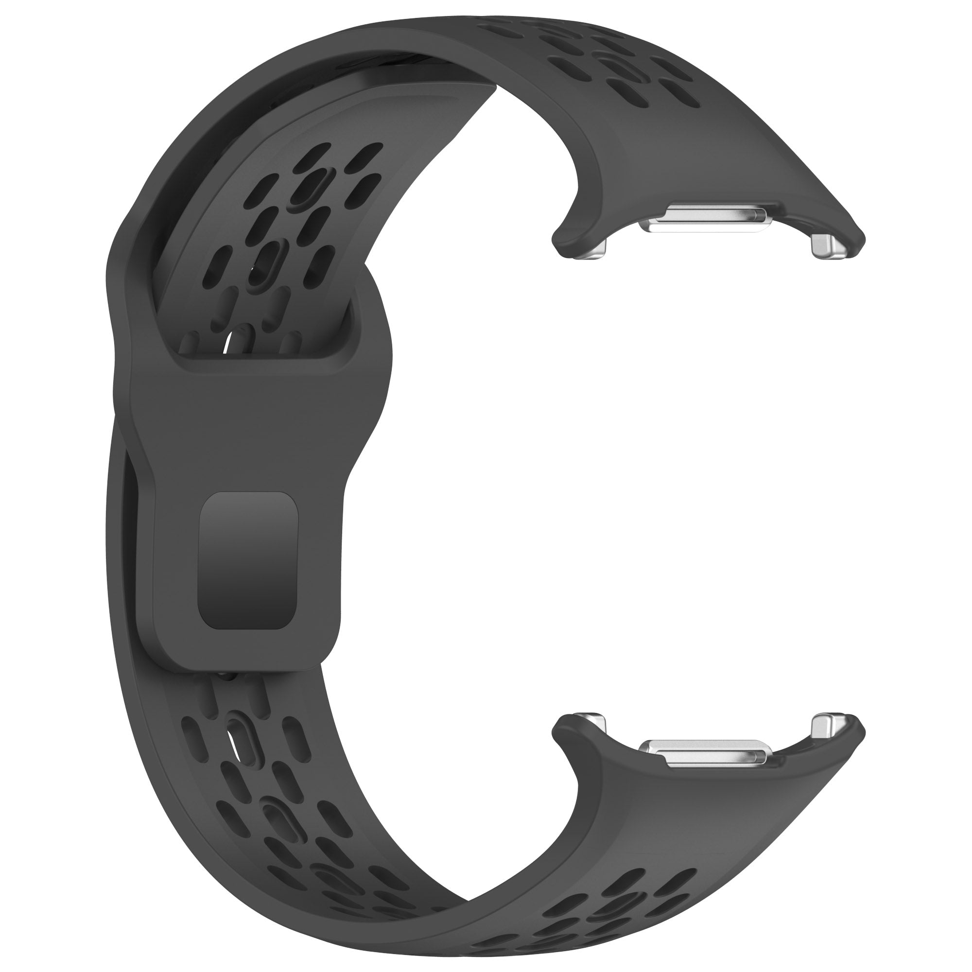 Black silicone sport watch band with ventilation holes and quick-release connectors for Galaxy Watch Ultra