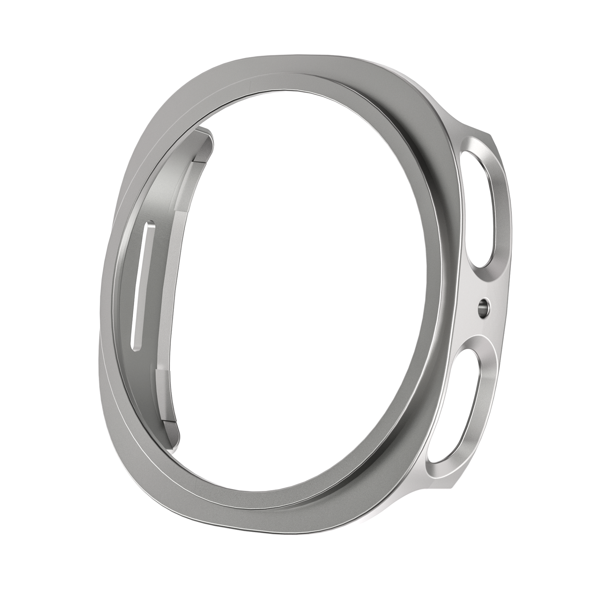 Silver protective case for Galaxy Watch 8 with ergonomic design and secure fit fasteners