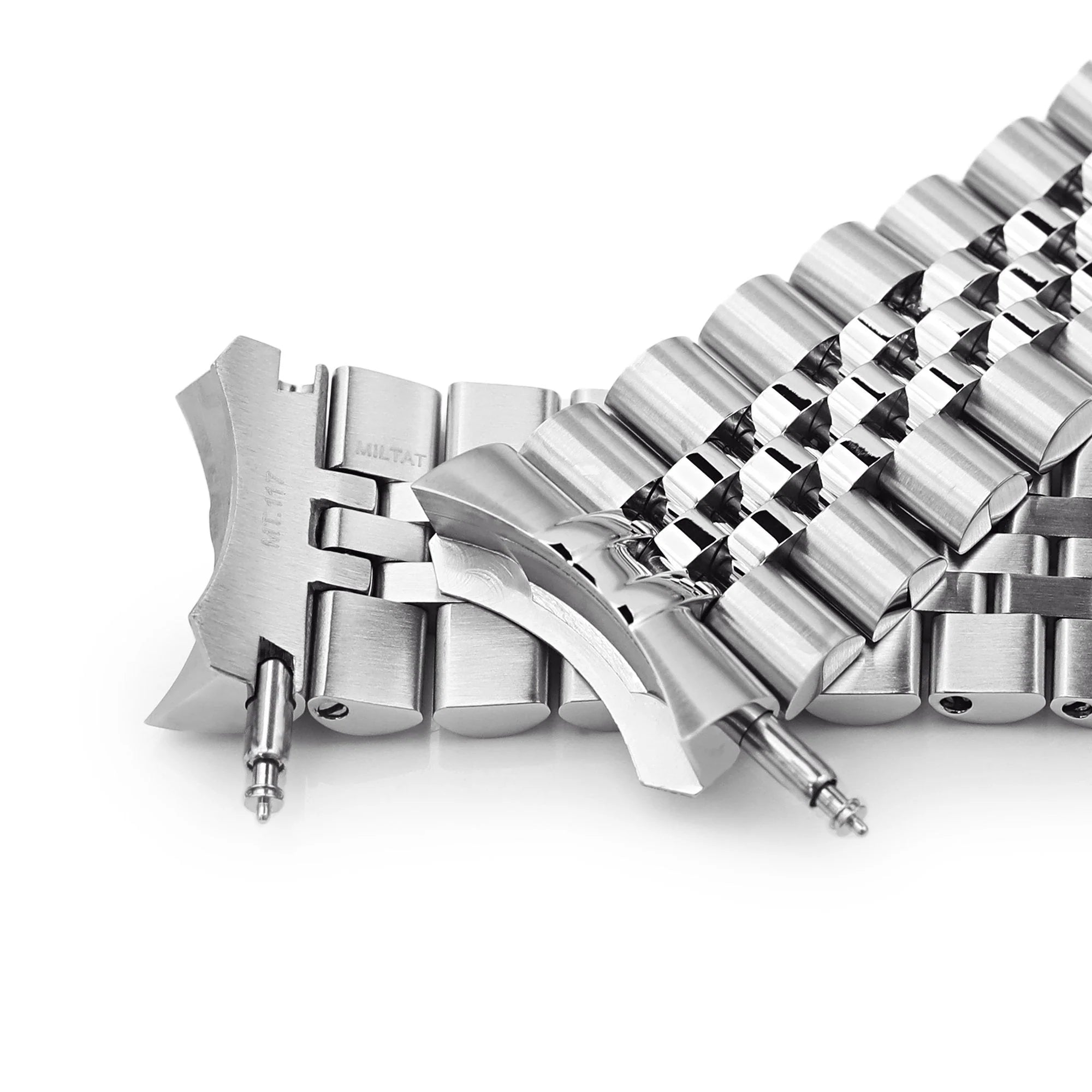 Stainless steel Super-J Louis bracelet for Seiko 5 GMT SSK001 watch with solid end links and secure clasp