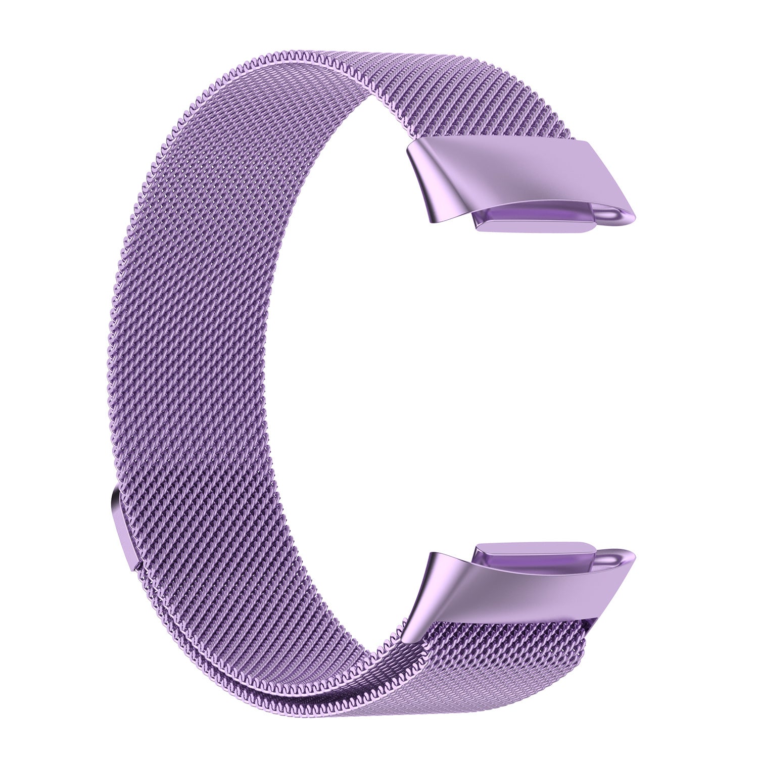 Purple Milanese mesh watch band with magnetic clasp for Fitbit Charge 5 and Charge 6 smartwatch