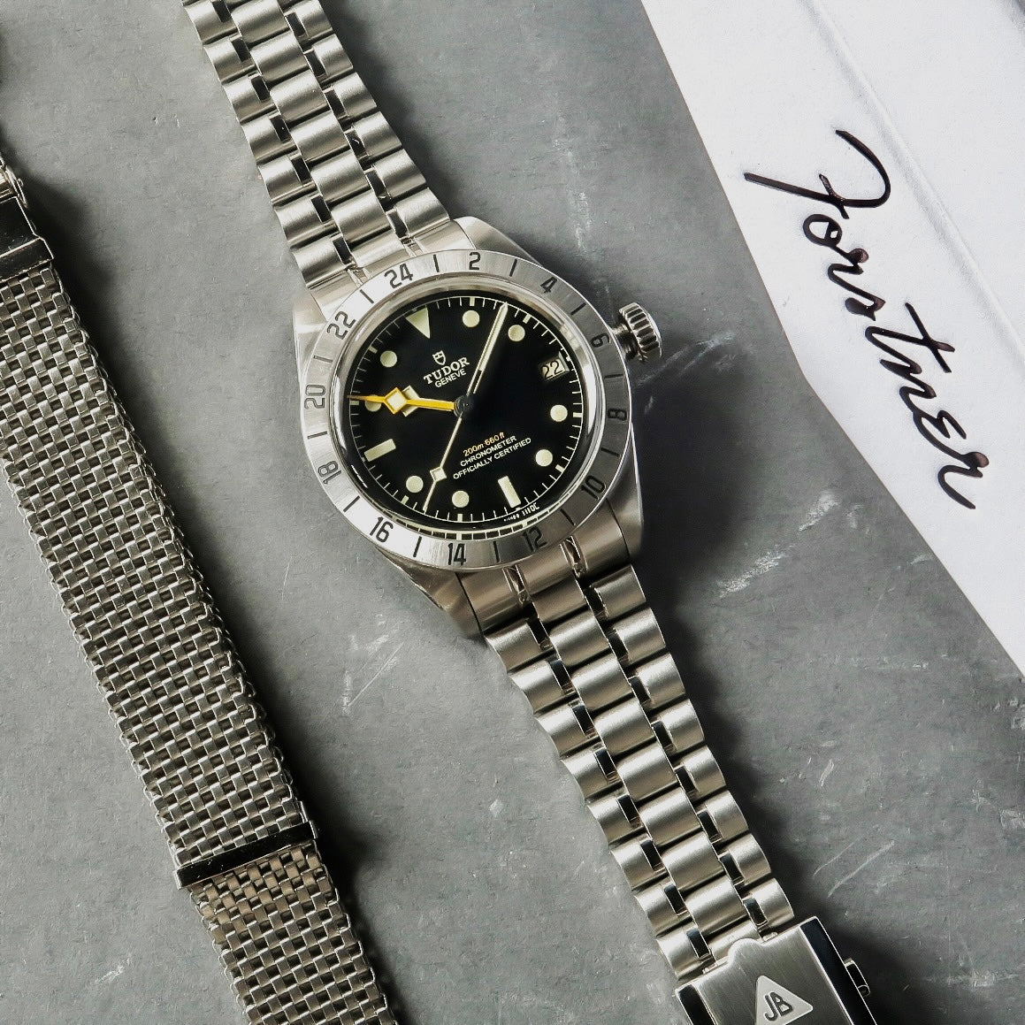 Forstner Bullet Bracelet fitted to a Tudor Black Bay Pro