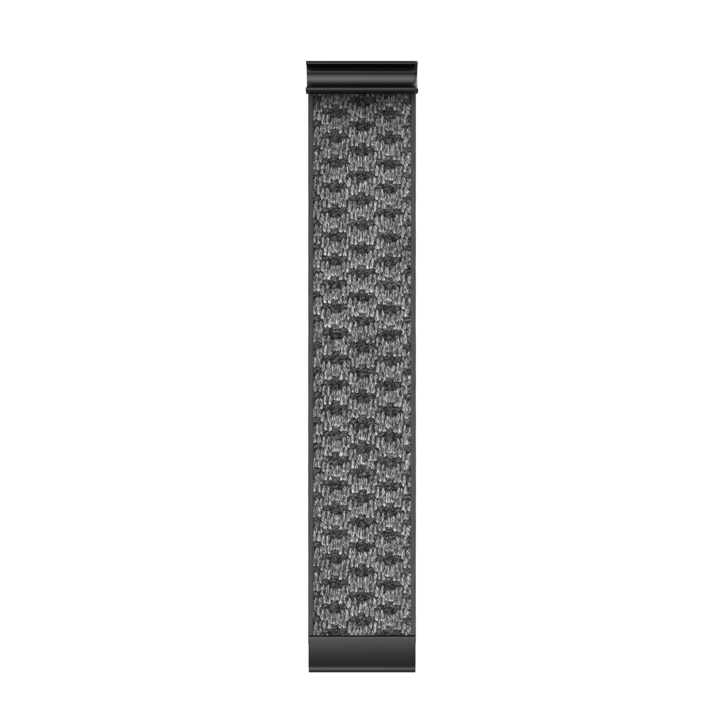 Black knit sports strap for fitness tracker with adjustable woven texture and secure fastening clips