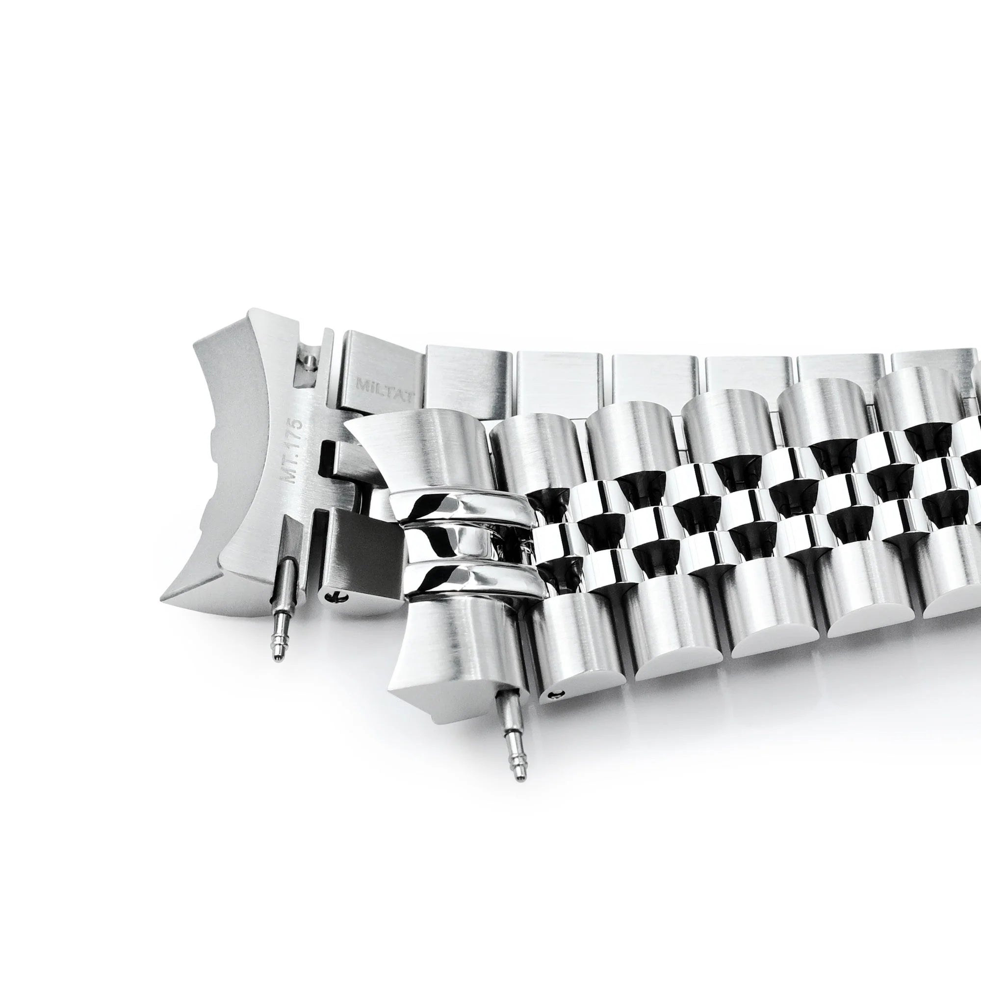 Stainless steel Super-JUB II watch band with solid end links and push-button clasp, sized for Orient Mako 40mm watches