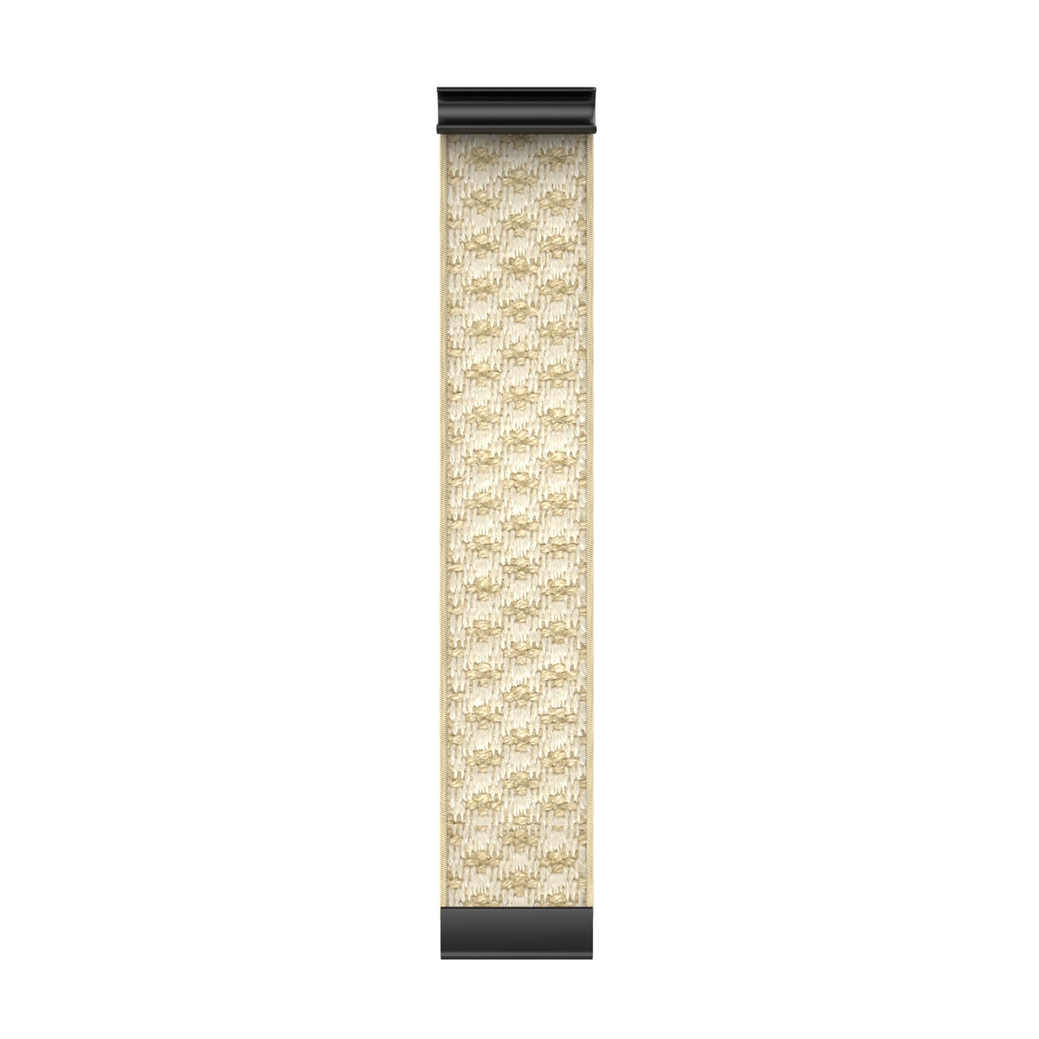 Whoop 4 knit strap in cream with geometric pattern and black hardware attachment