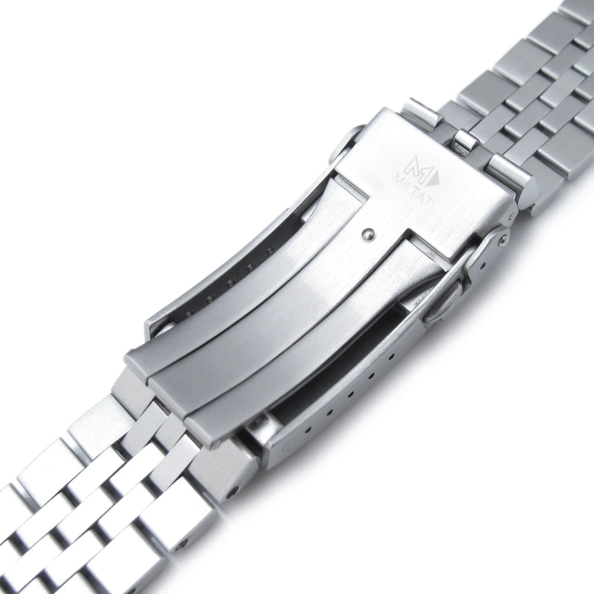 Stainless steel Super-J Louis watch bracelet for Seiko 5 GMT SSK001 with solid end links and adjustment holes