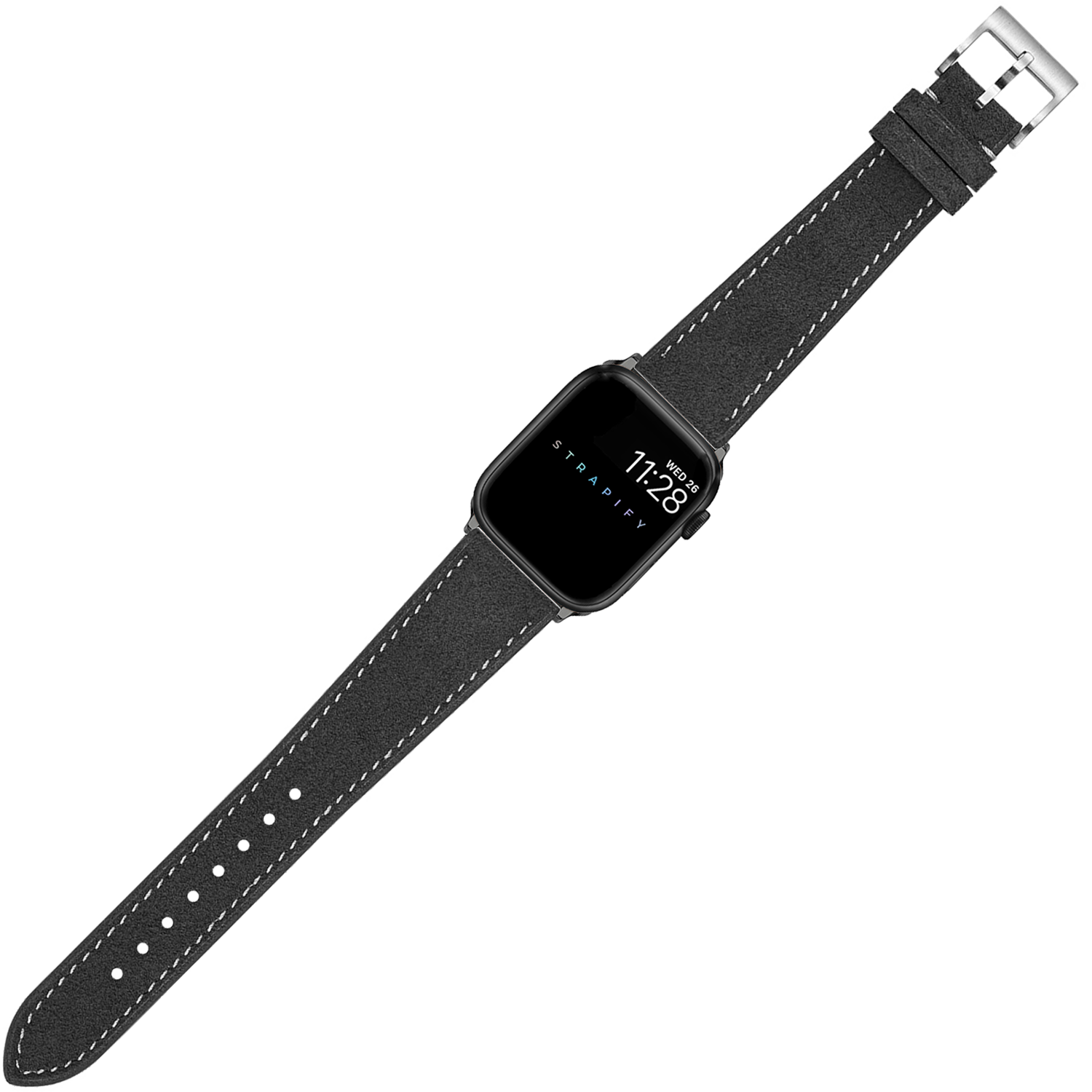 [Apple Watch] Alcantara Leather - Dark Grey | White Stitching