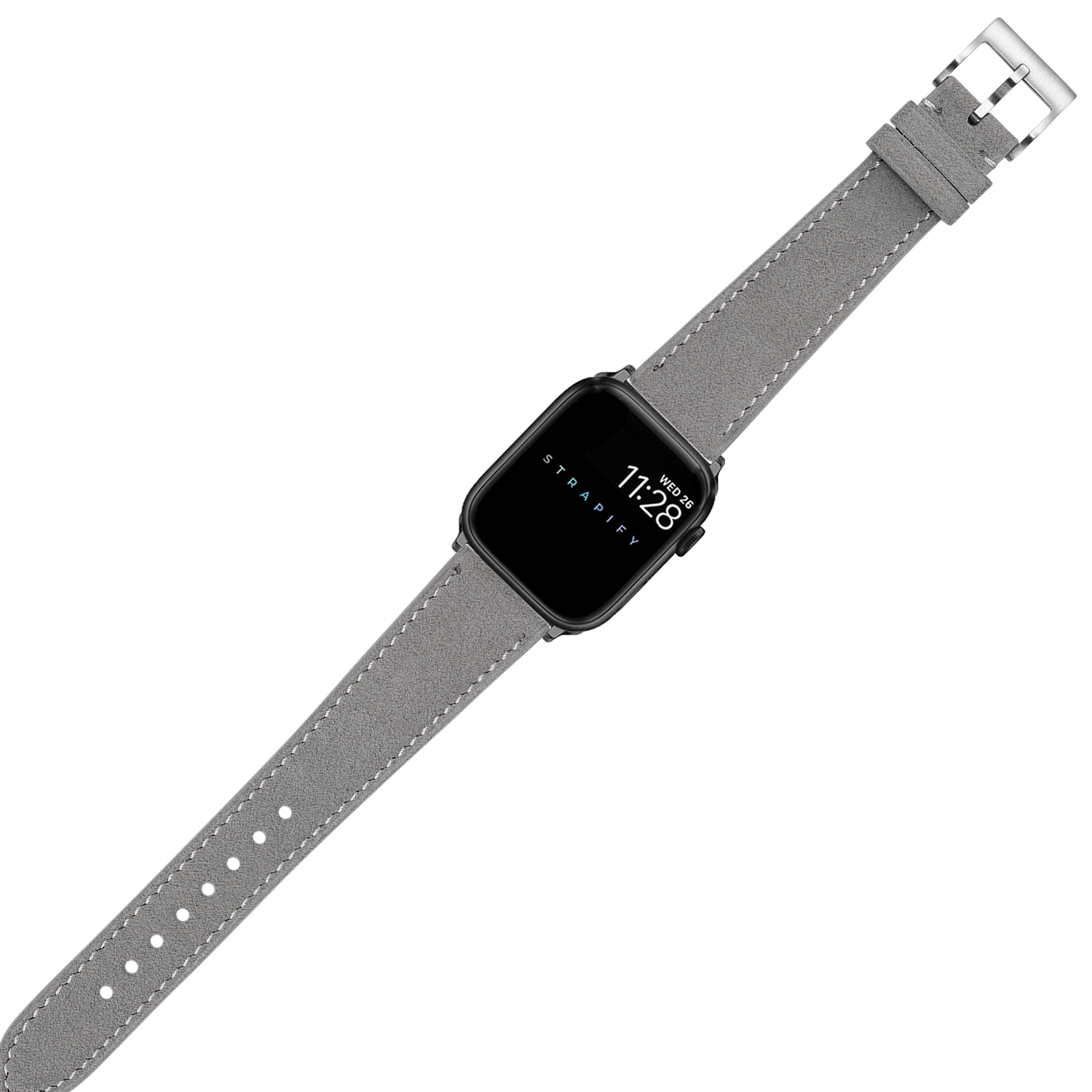 [Apple Watch] Alcantara Leather - Grey | White Stitching