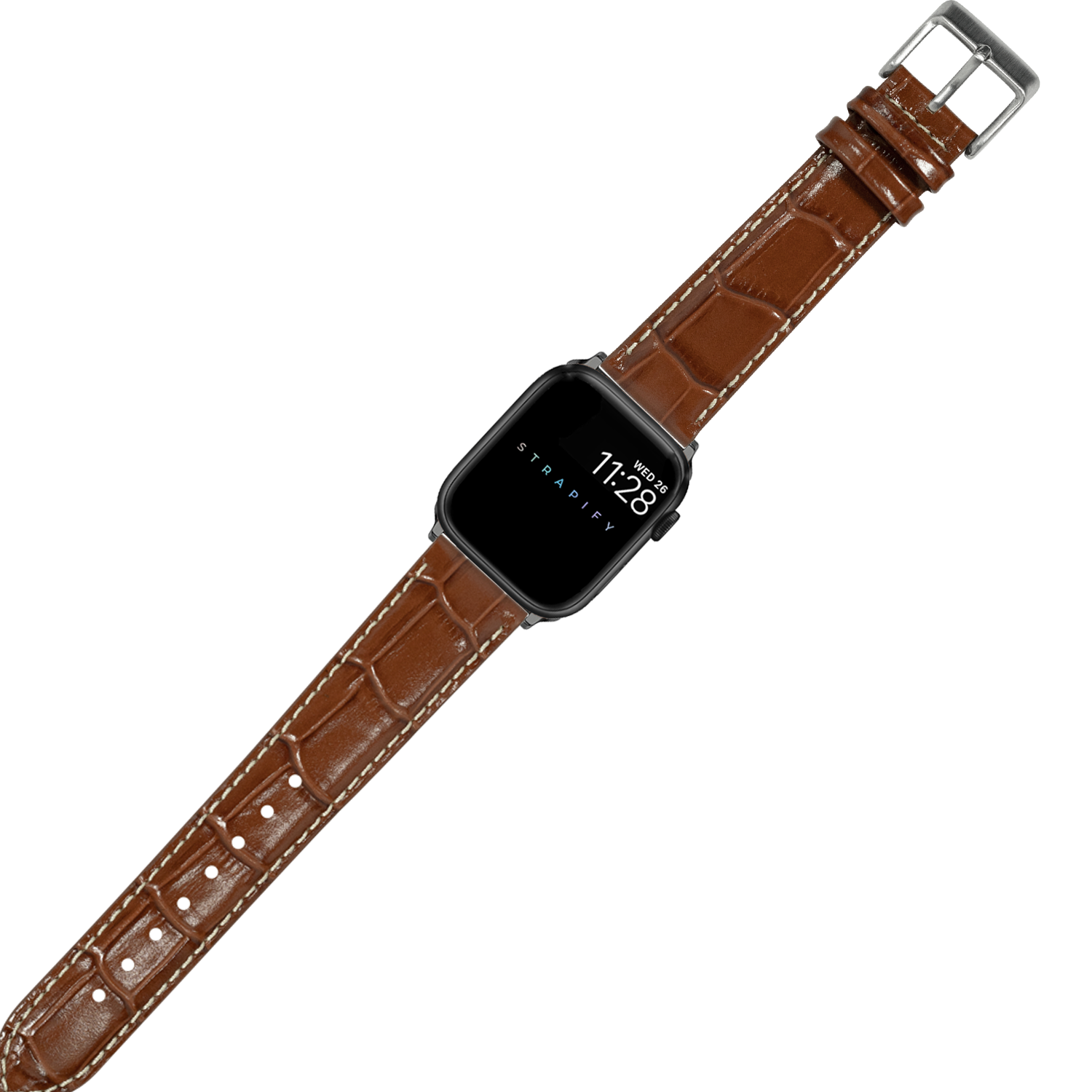 [Apple Watch] Alligator Leather - Brown | Contrast Stitching