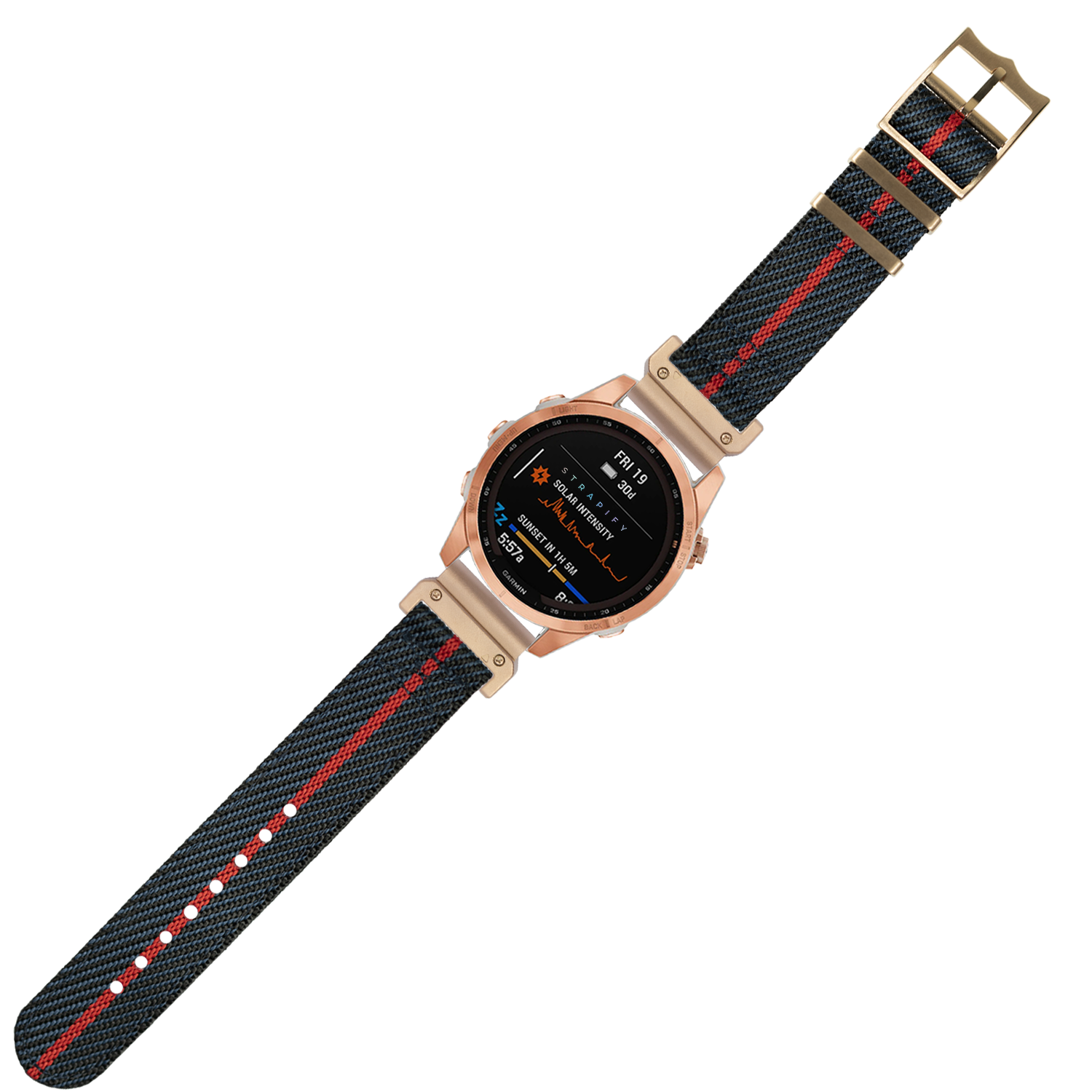 [QuickFit] Cross Militex - Night Blue / Red [Rose Gold Hardware] 22mm