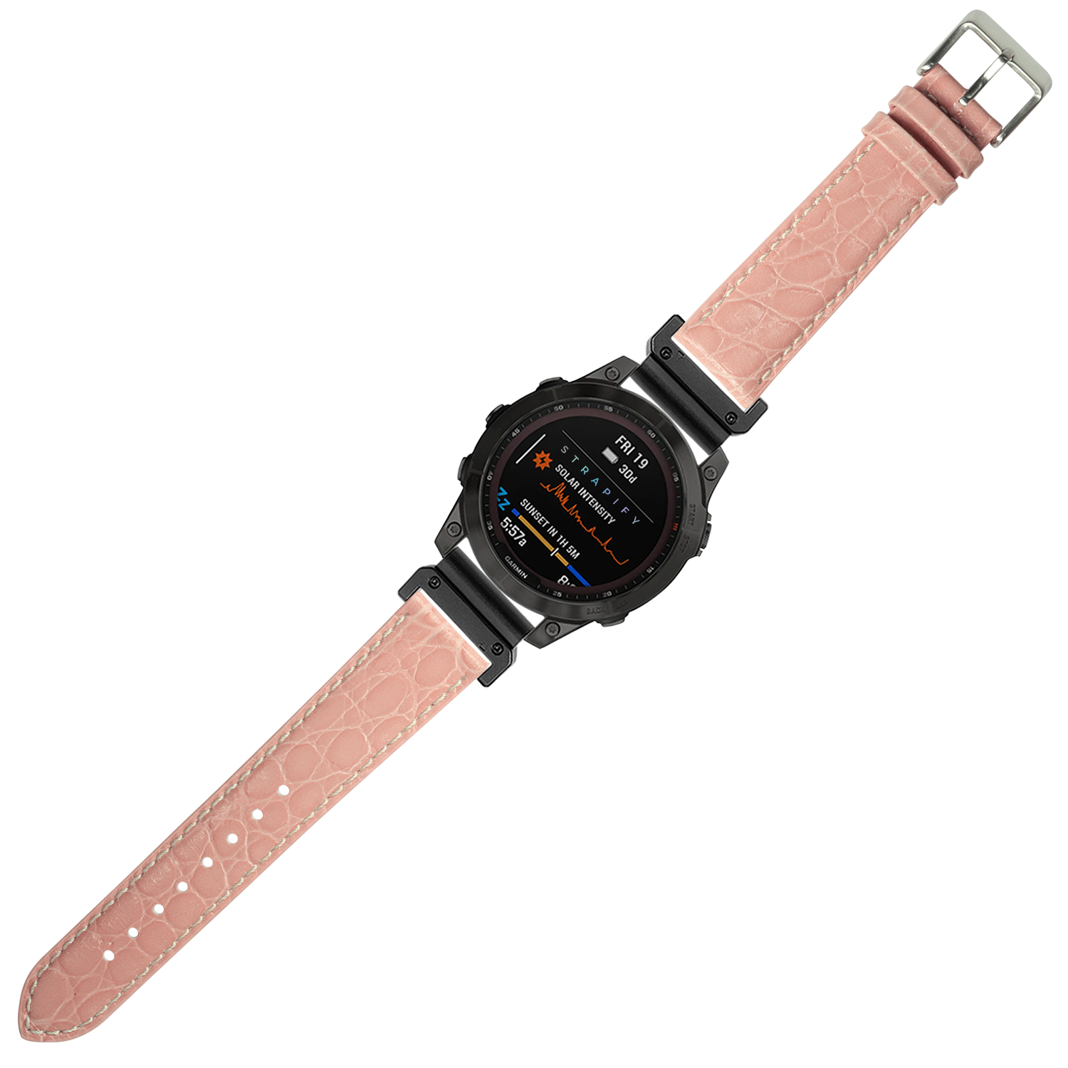 [QuickFit] Alligator Leather - Pink with White Stitching 26mm