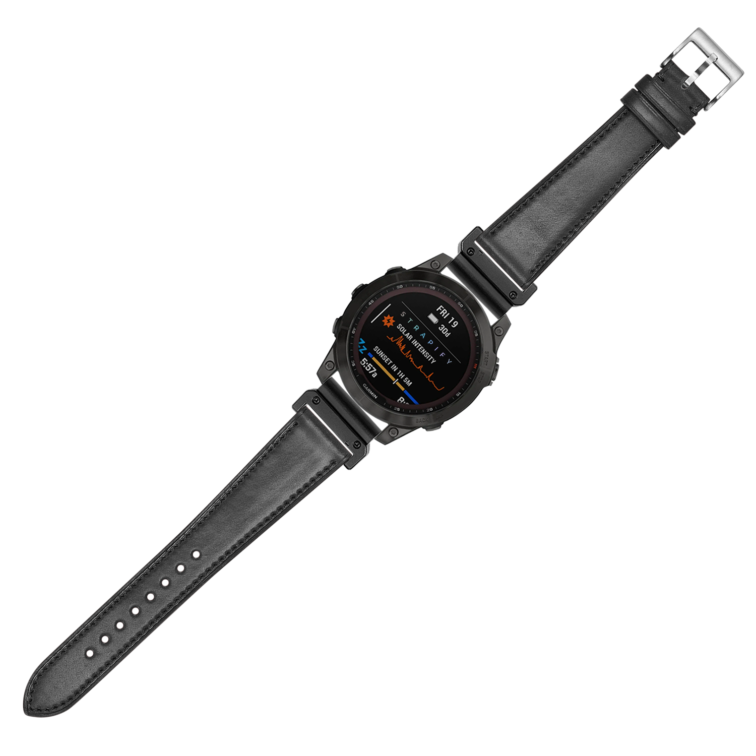 Black Horween Shell Cordovan QuickFit leather watch band 26mm for digital tactical smartwatch with metal buckle