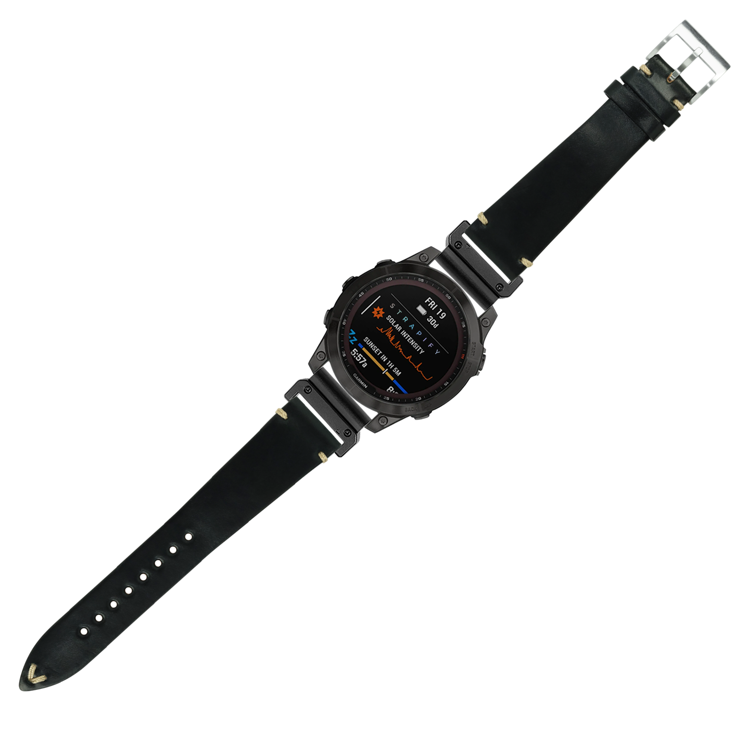 Black Horween Shell Cordovan QuickFit watch strap 26mm with vintage patina and silver buckle hardware