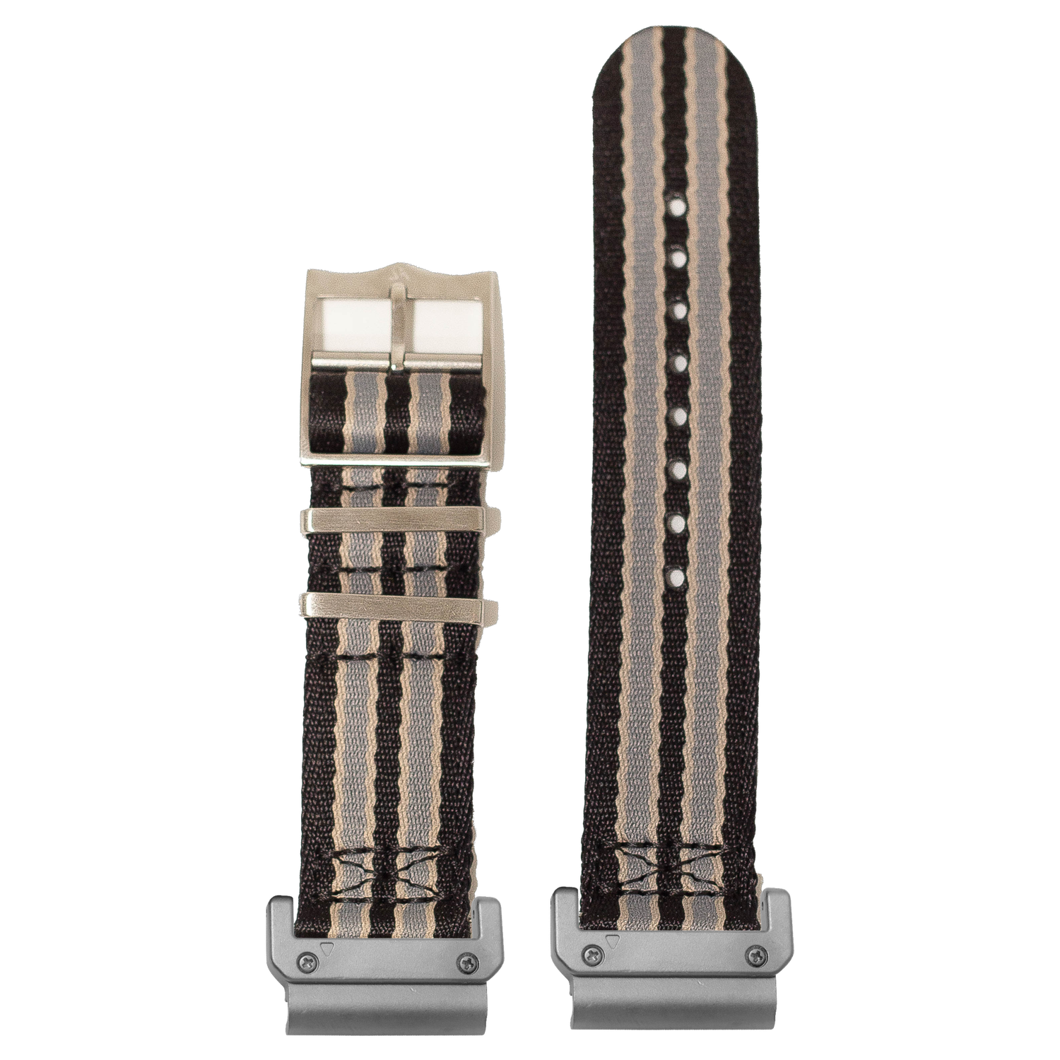 Watch strap with QuickFit 20mm adapters attached to both ends - flat lay